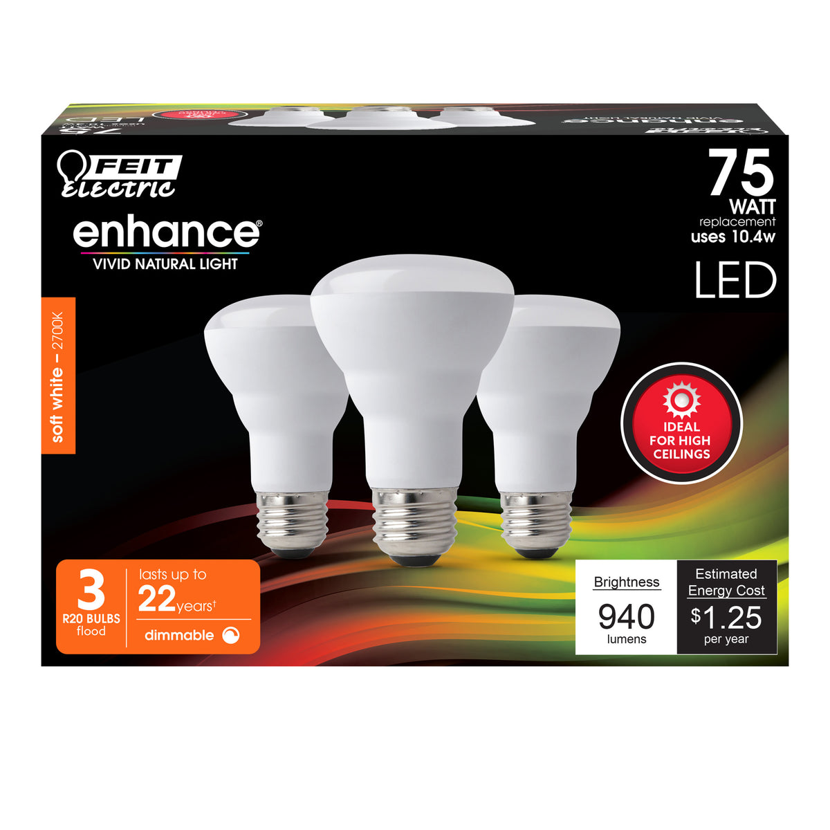 R20 Reflector Led 10.4W (75W Replacement) Soft White (2700K) E26 Base R20 Dimmable ...