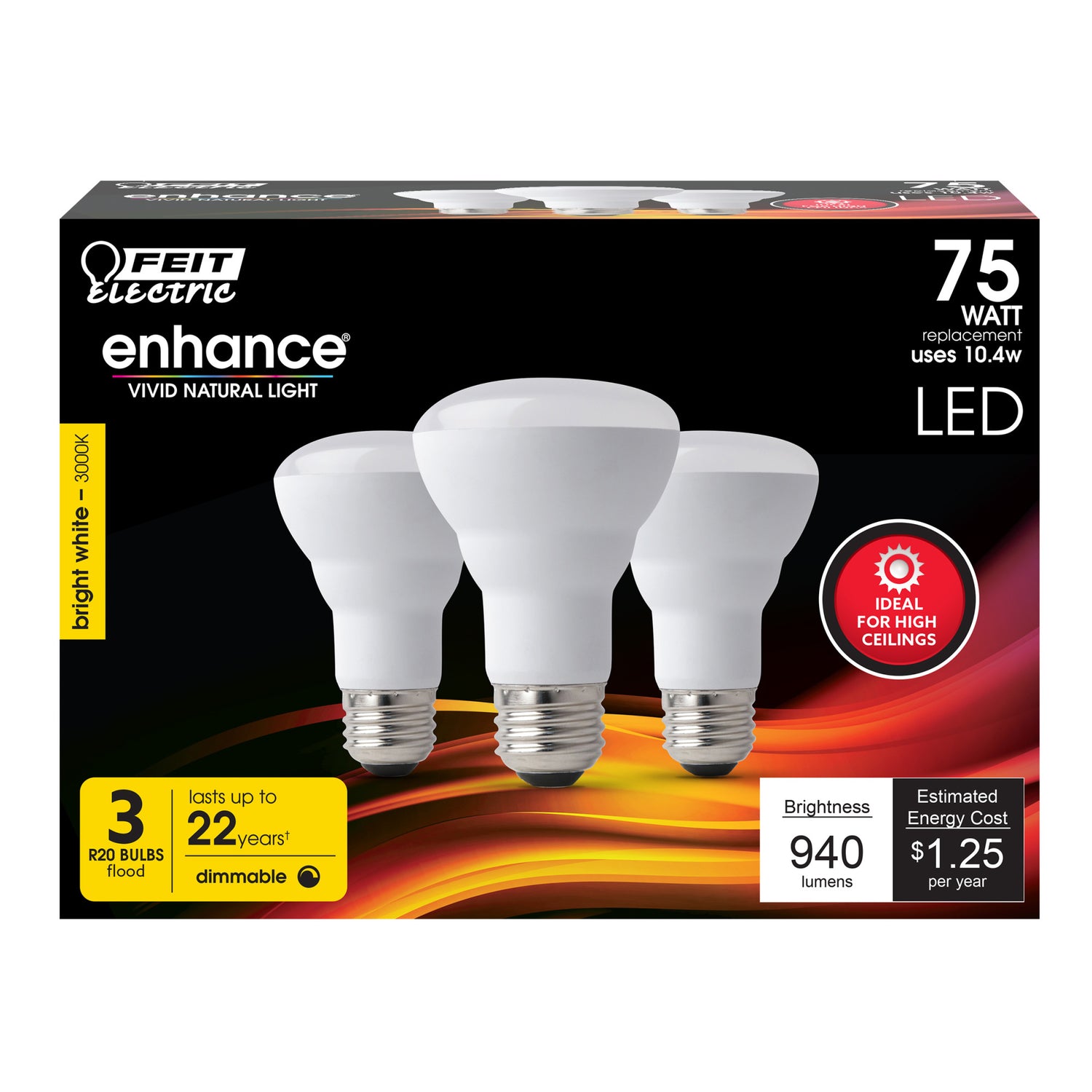 75W Replacement Bright White R20 Dimmable Reflector LED