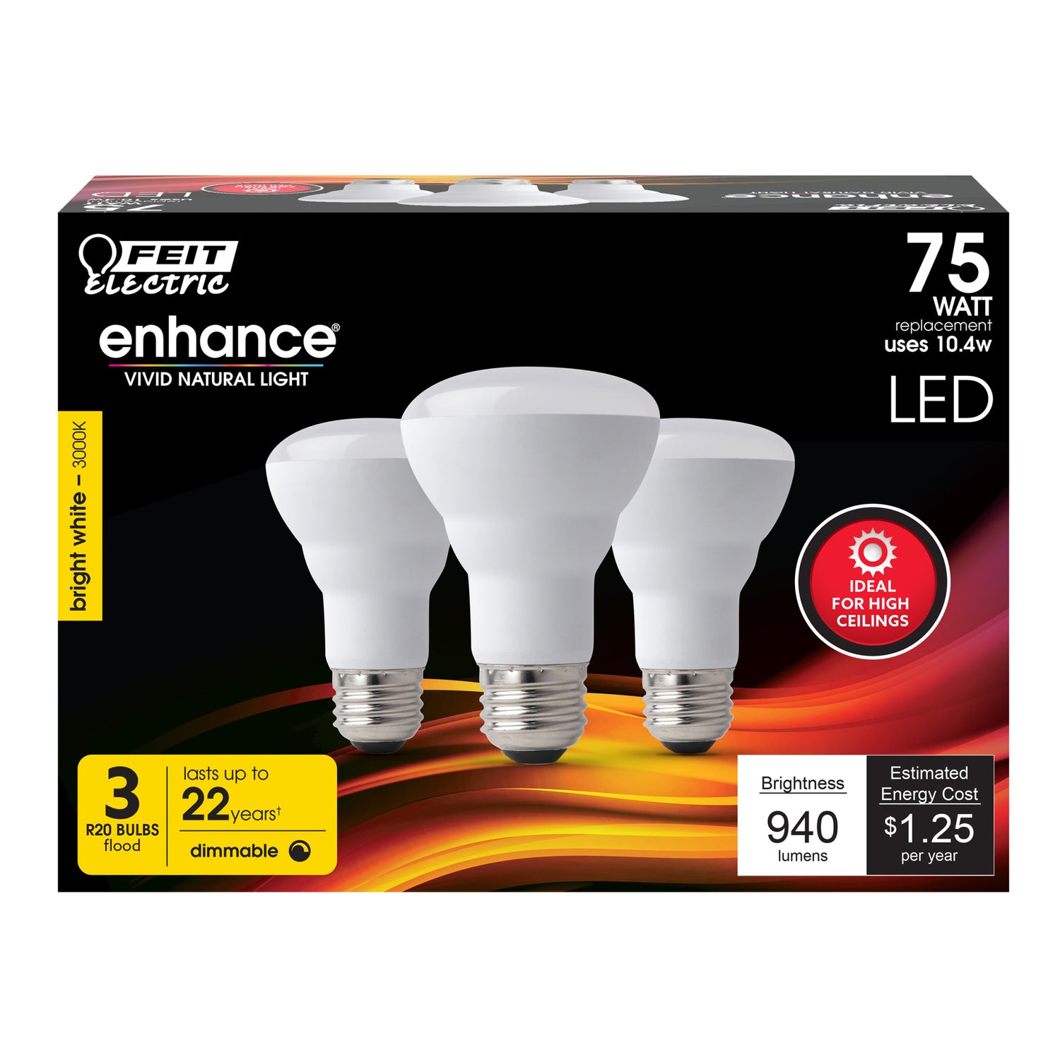 75W Replacement Bright White R20 Dimmable Reflector LED