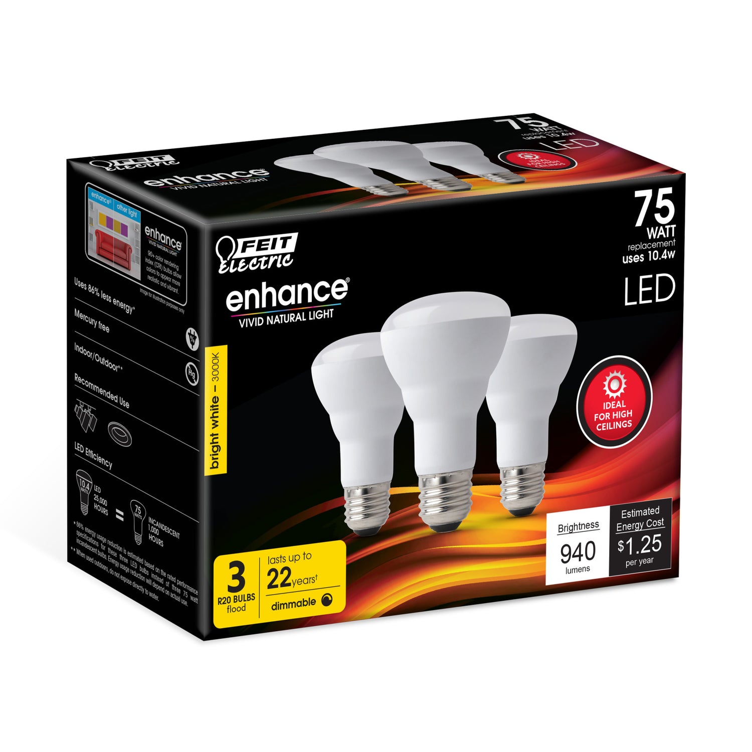 75W Replacement Bright White R20 Dimmable Reflector LED