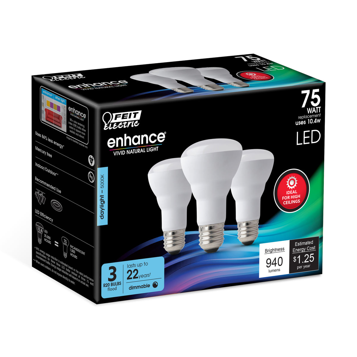R20 Reflector Led 75W Replacement Daylight (5000K) E26 Base R20 Dimmable Reflector LED