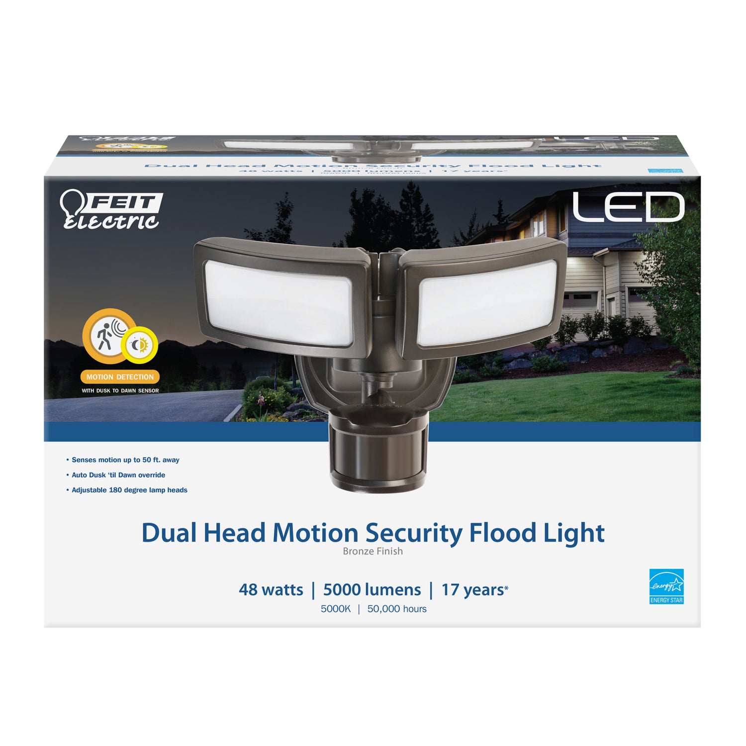 10.5 in. Bronze LED Flood Light with Motion Sensor