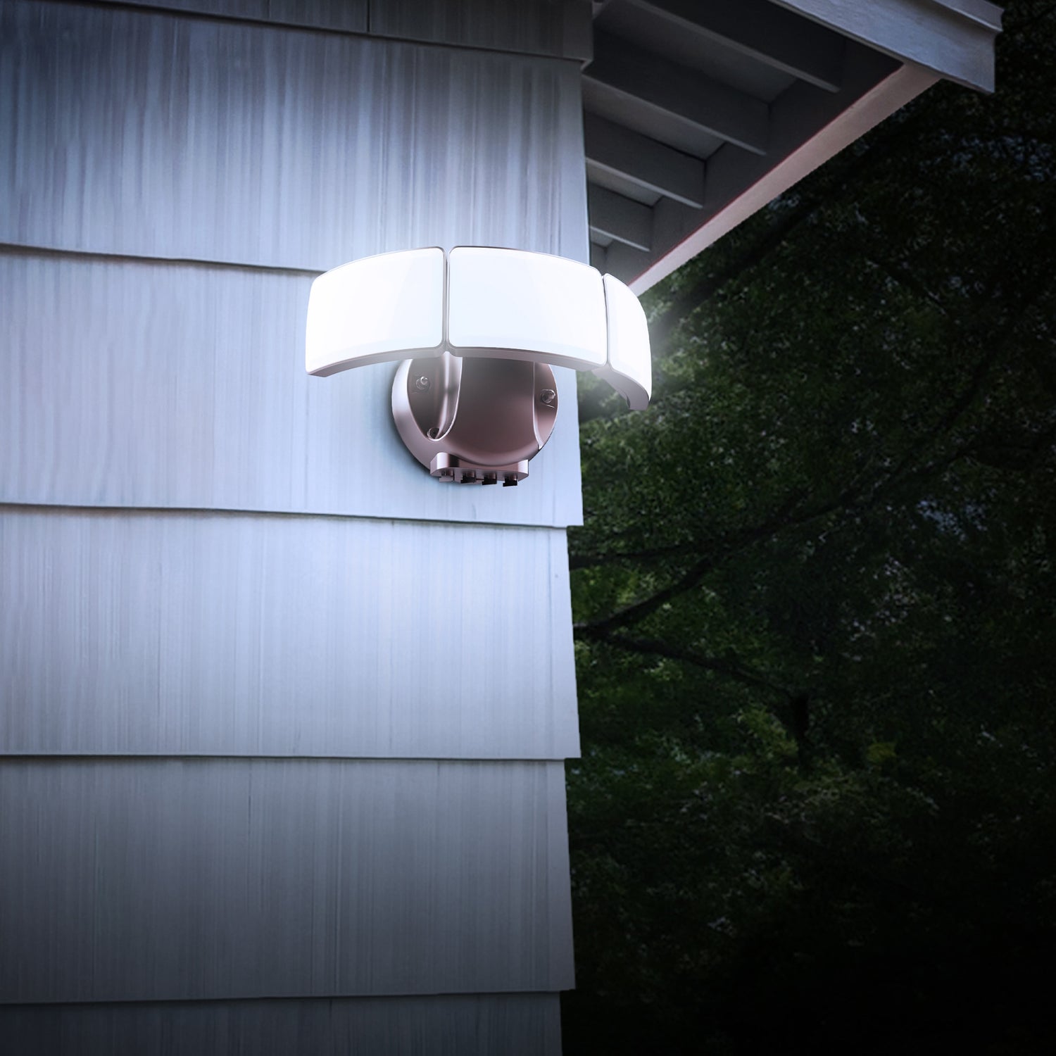 10.5 in. Adjustable White Triple Head Motion Security Flood Light, Bronze