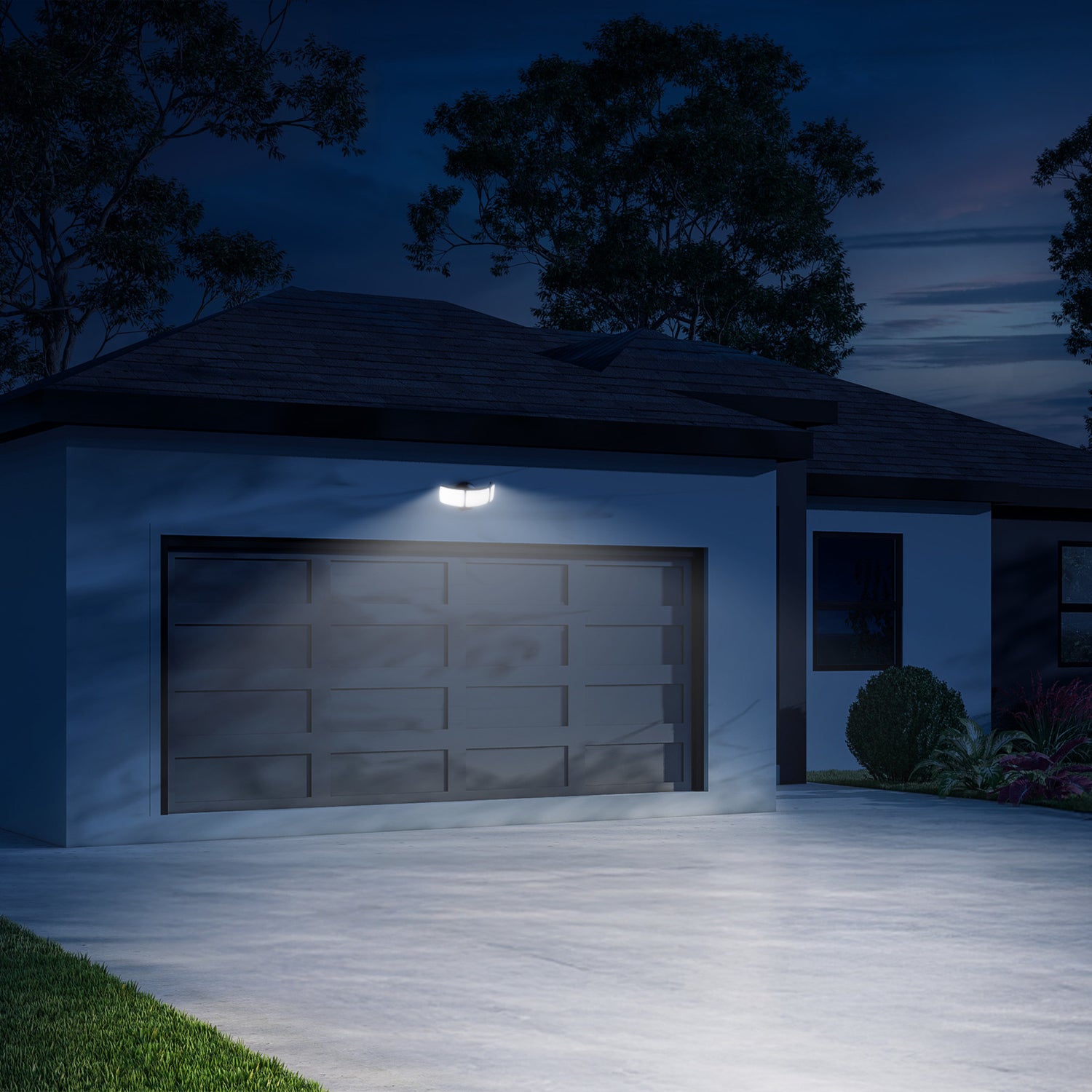 10.5 in. Adjustable White Triple Head Motion Security Flood Light, Bronze