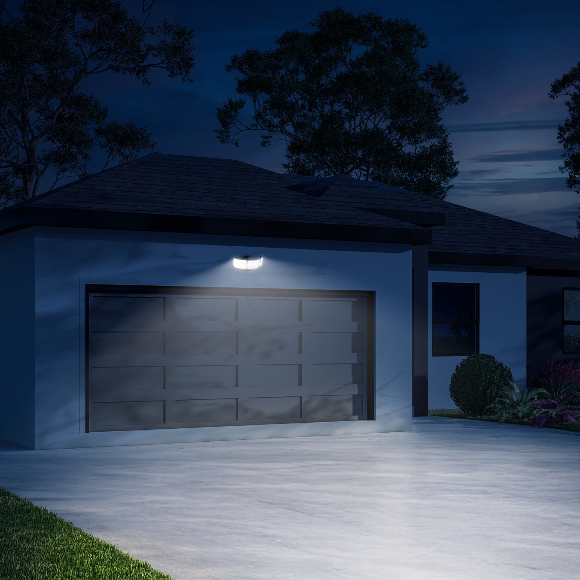 10.5 in. Adjustable White Triple Head Motion Security Flood Light