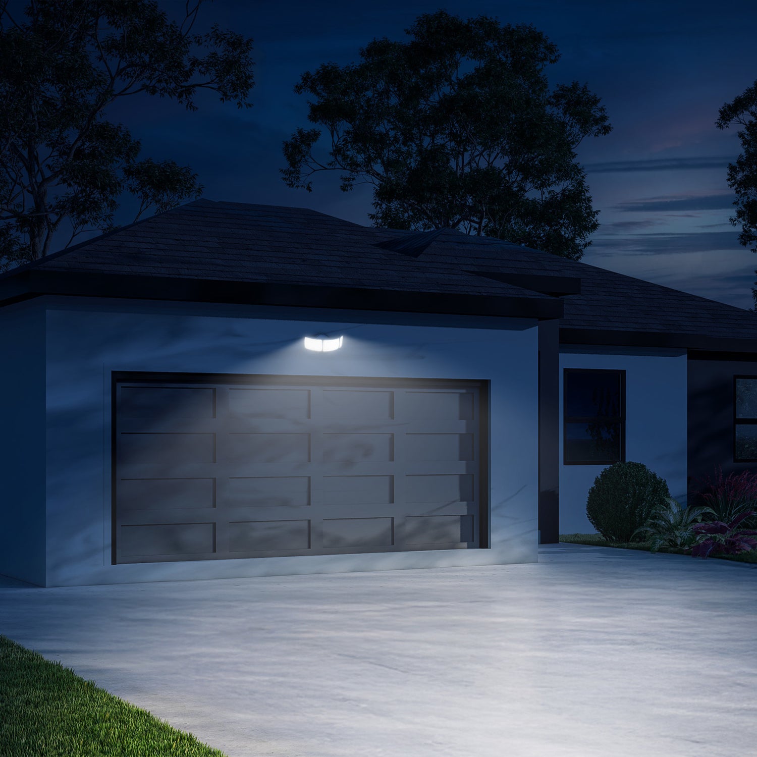 10.5 in. Adjustable White Triple Head Motion Security Flood Light, White