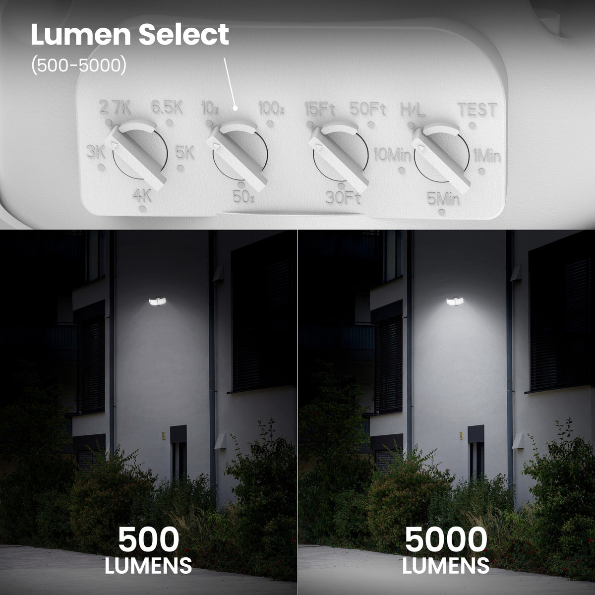 10.5 in. Adjustable White Triple Head Motion Security Flood Light, White