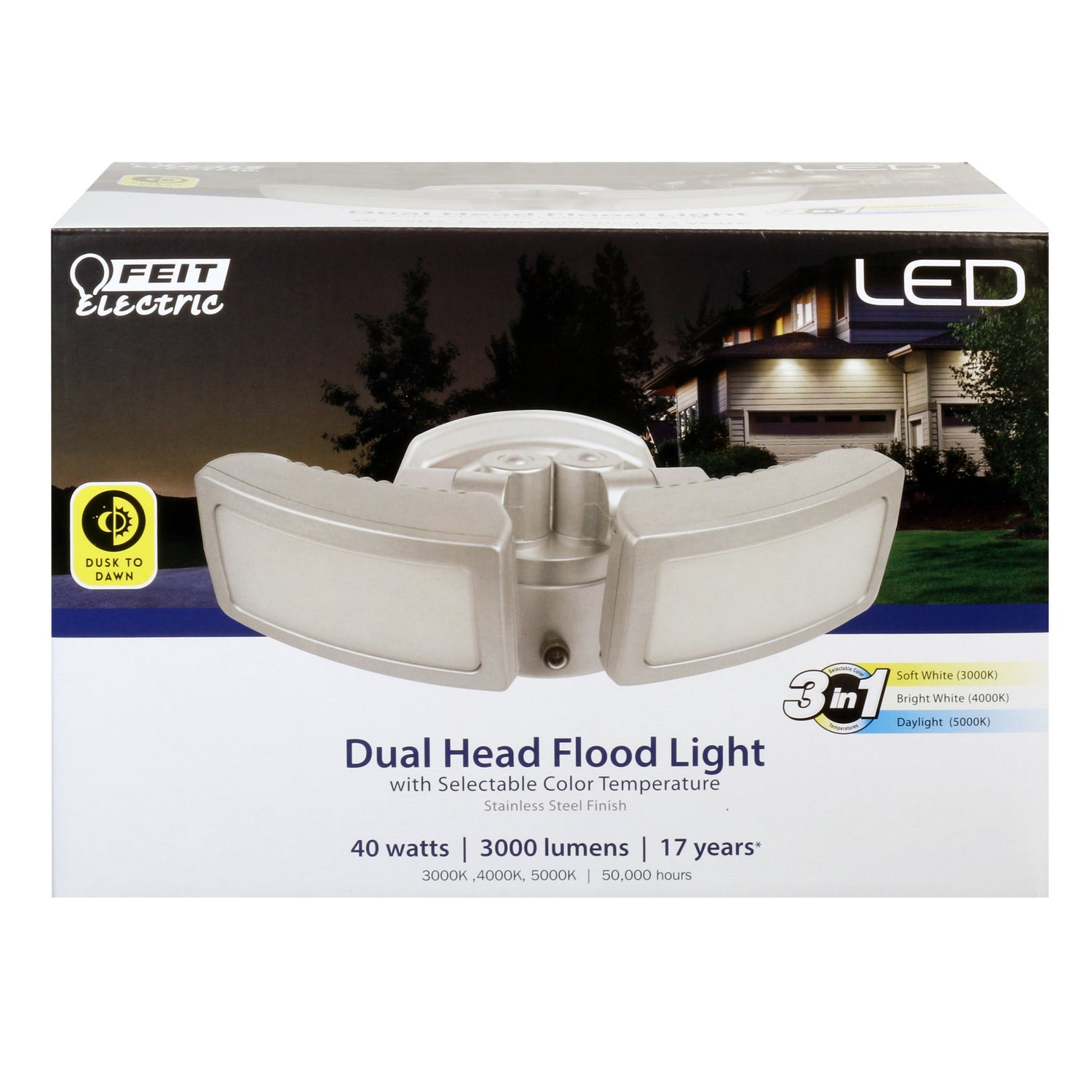 3000 Lumens Dual Head Dusk to Dawn LED Security Light