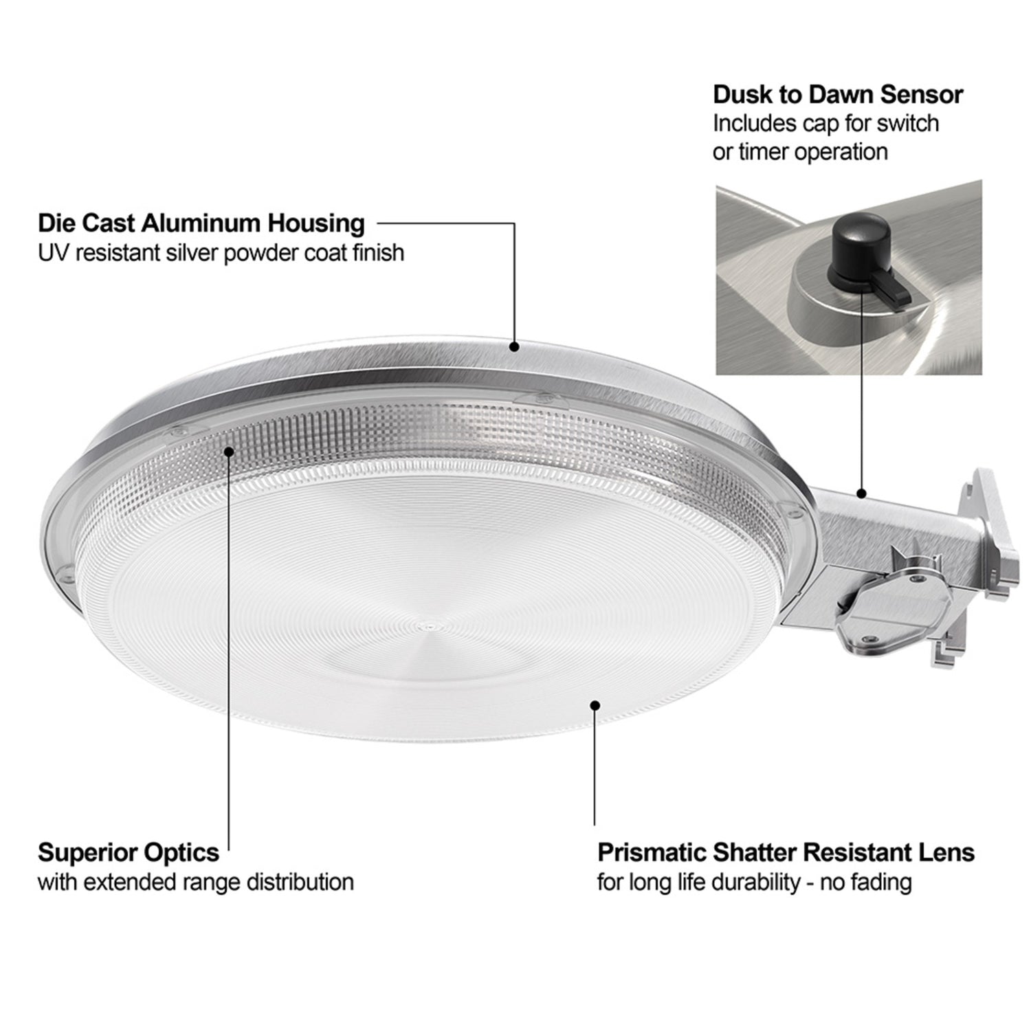 9000 Lumen Adjustable White Dusk to Dawn Silver Area Light