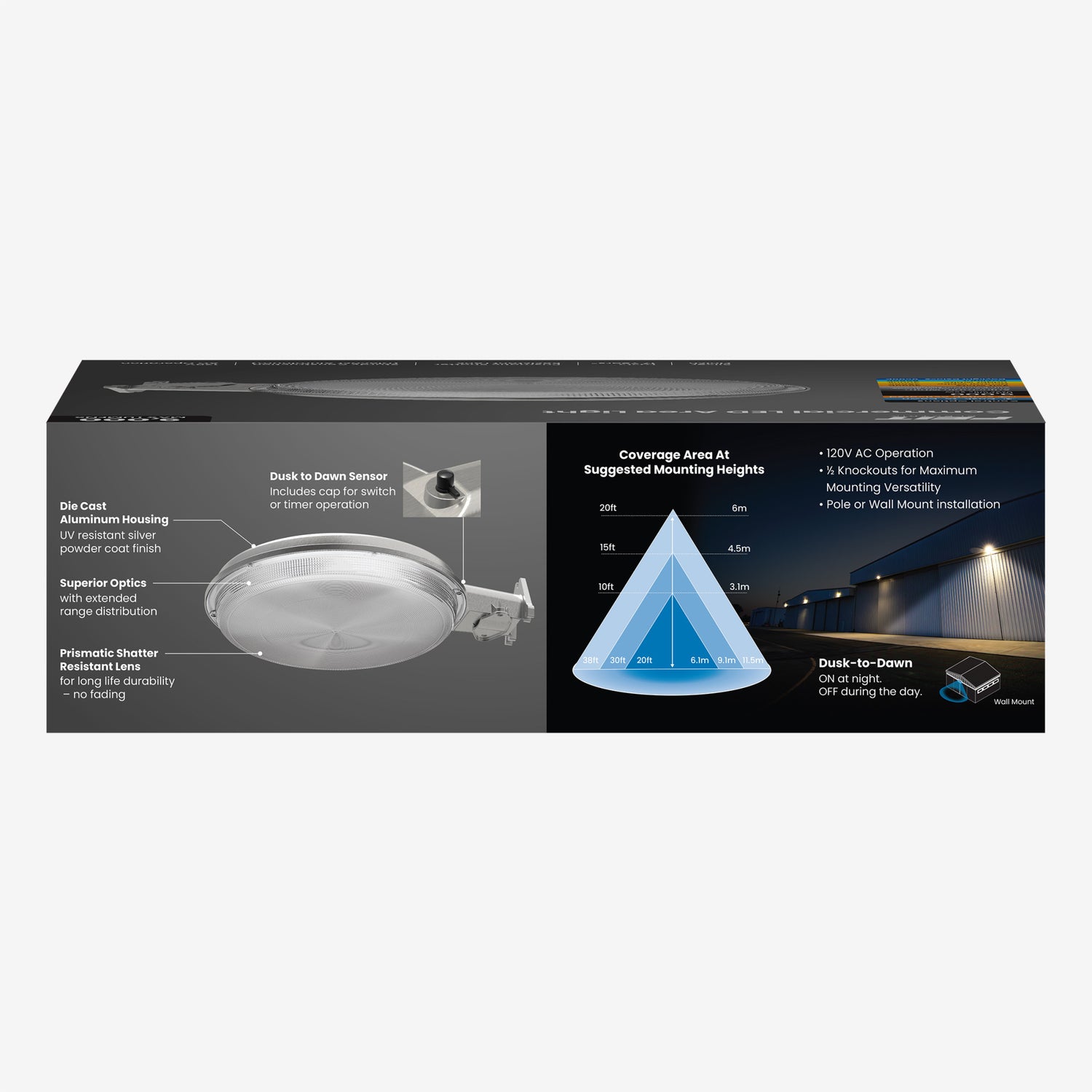9000 Lumen Adjustable White Dusk to Dawn Silver Area Light