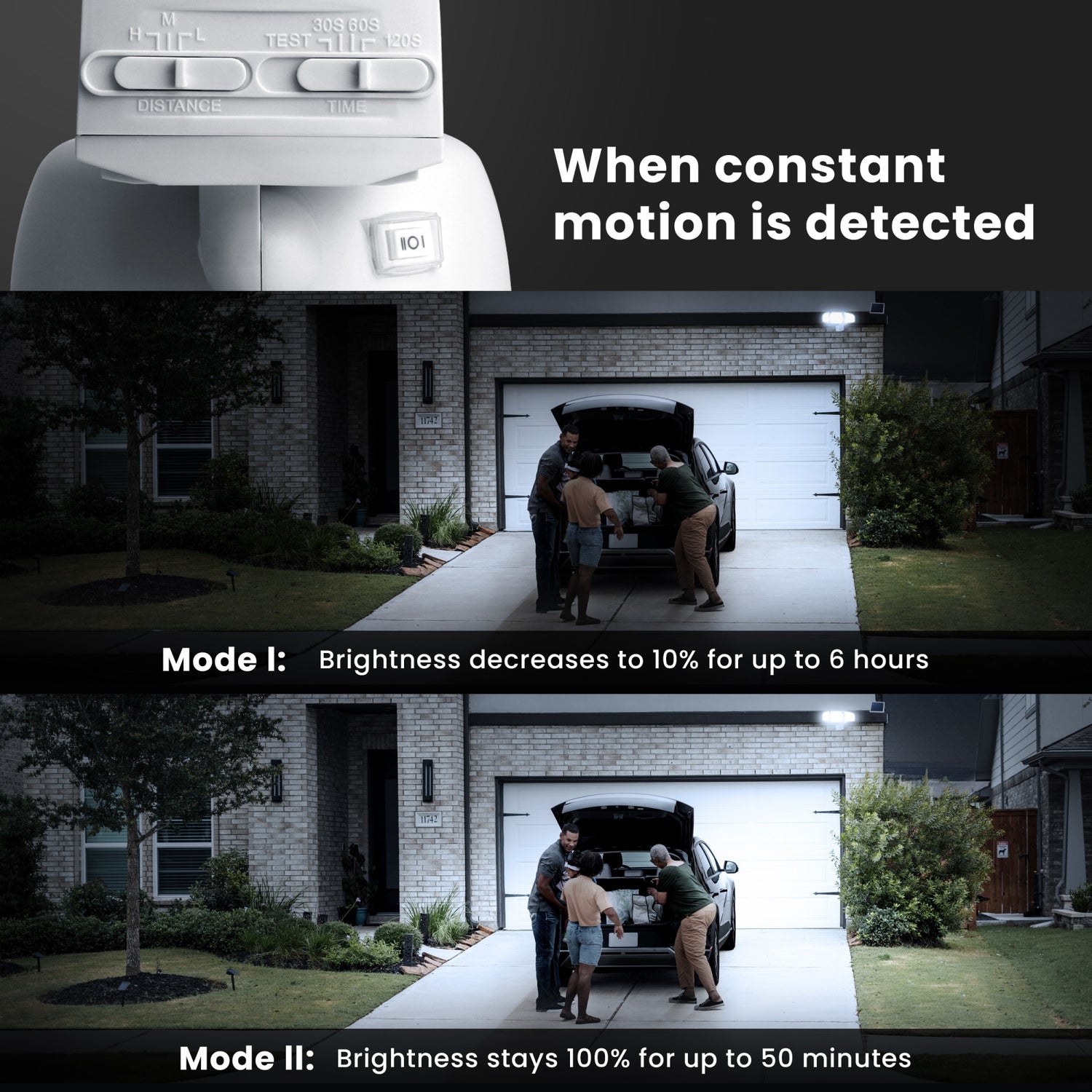 13 in. Daylight White (5000K) White Triple Head LED Solar Security Flood Lights with Motion Sensor