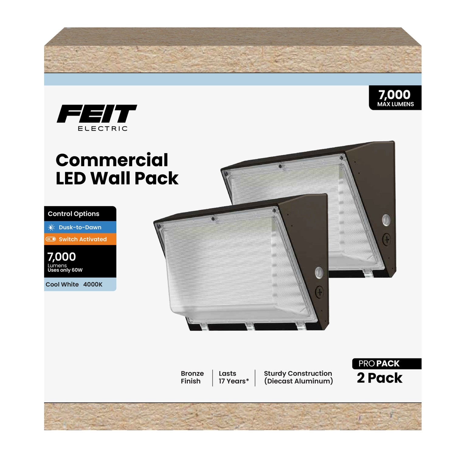7000 Lumen 4000K Dusk to Dawn LED Wall Pack Light (2-Pack)