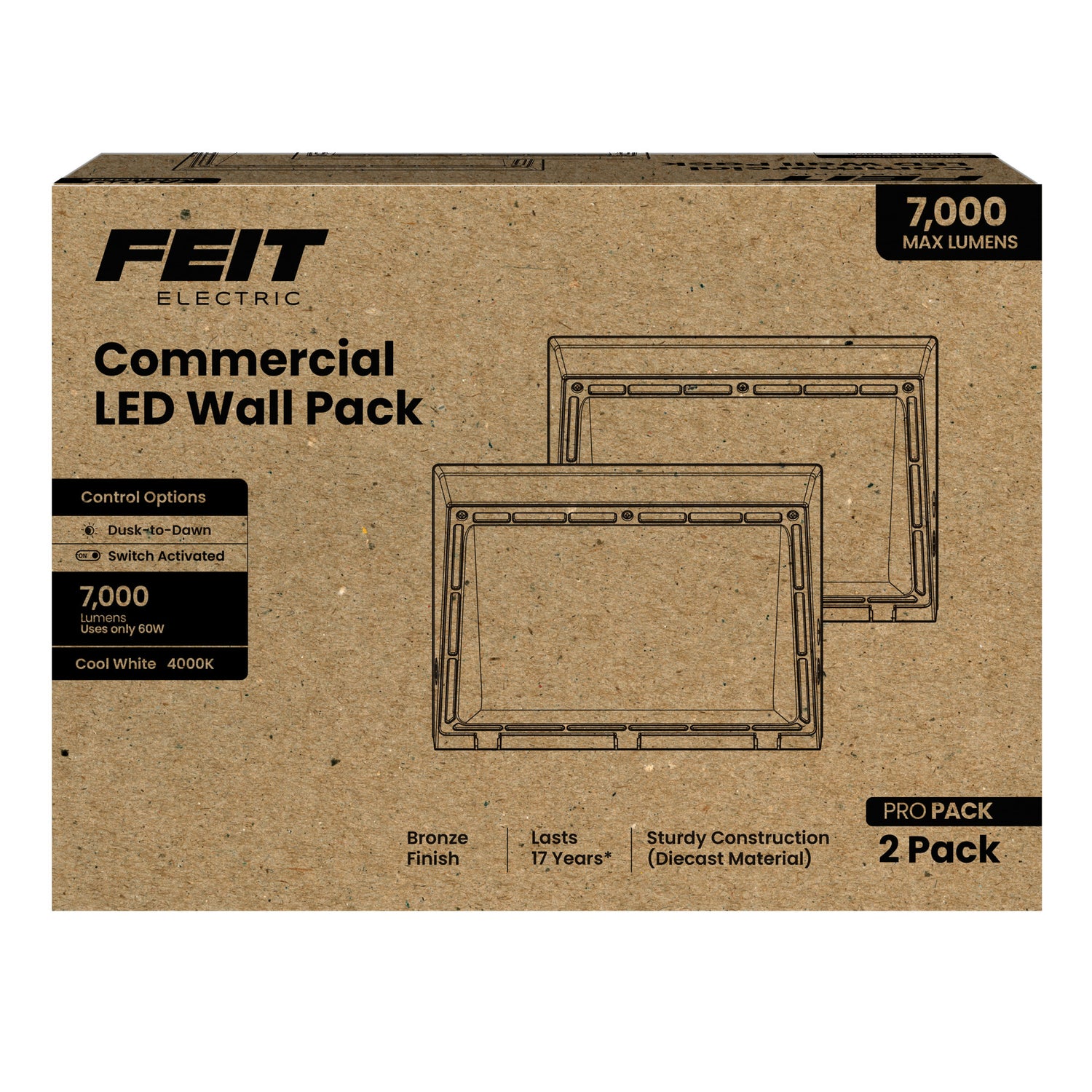 7000 Lumen 4000K Dusk to Dawn LED Wall Pack Light (2-Pack)