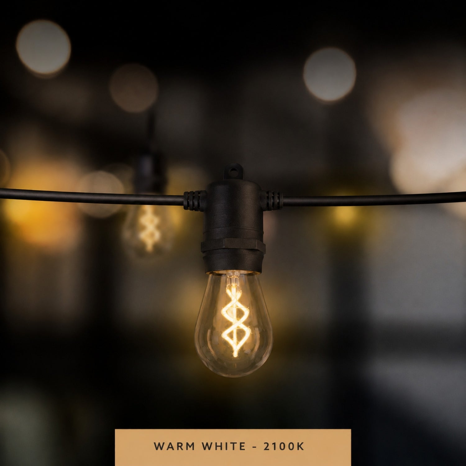 1.3W (11W Equivalent) Warm White (2100K) S14 Base (E26 Replacement) LED Spiral Filament String Light Bulb Replacement (4-Pack)