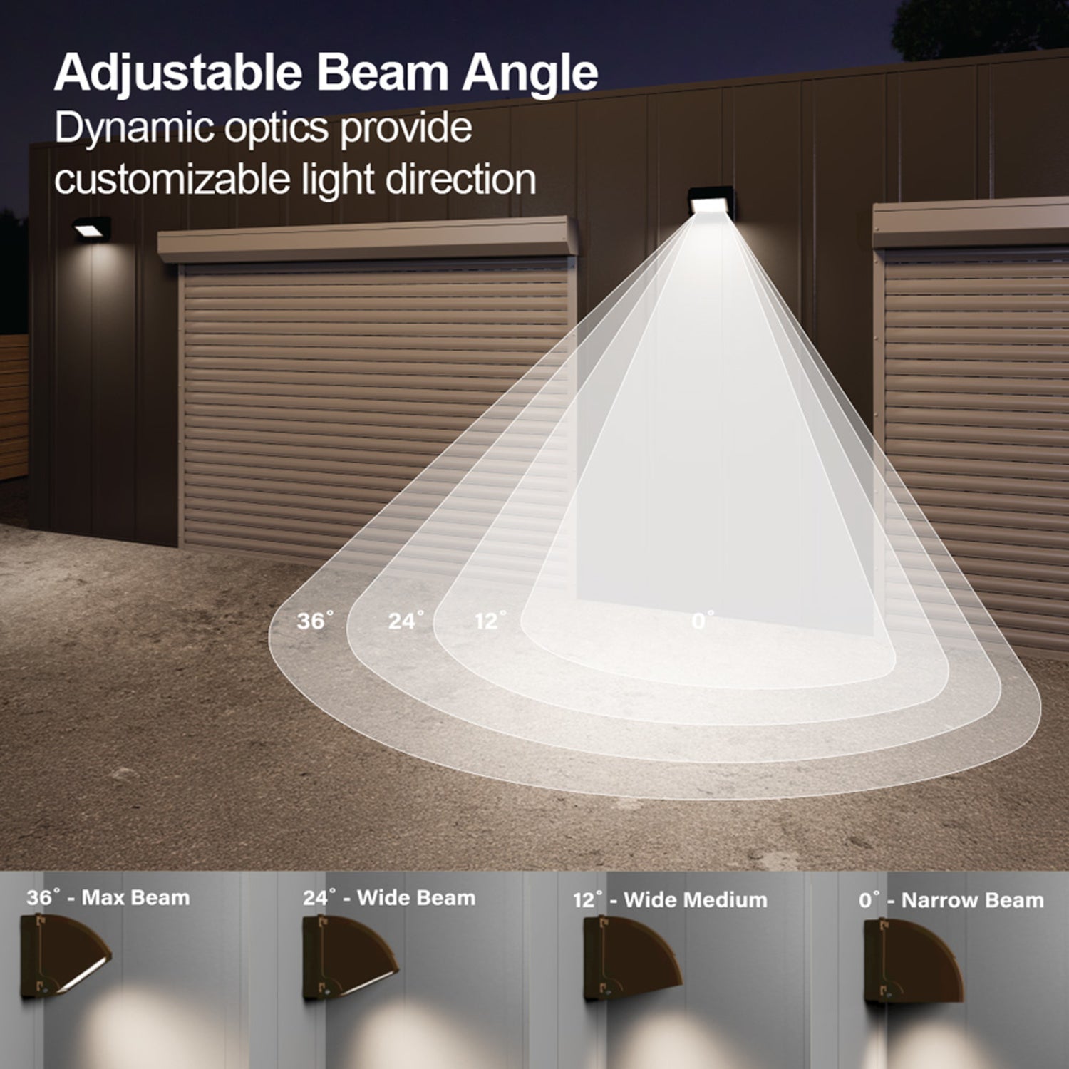 18,000 Max Selectable Lumen 3CCT Adjustable White Beam Angle Adjustable Bronze Wall Pack Light