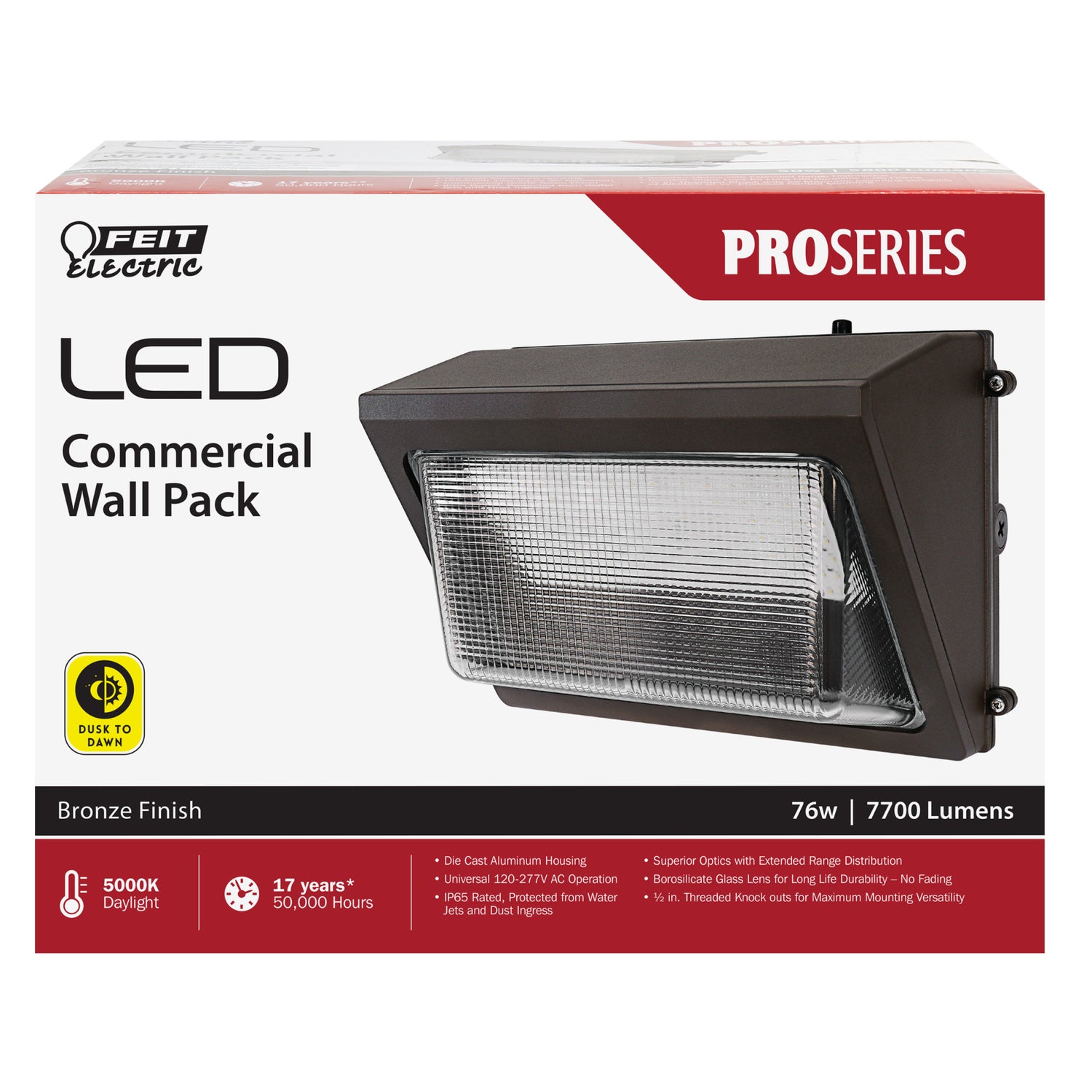 15 in. 76W Daylight (5000K) LED Bronze Wall-Pack Security Light