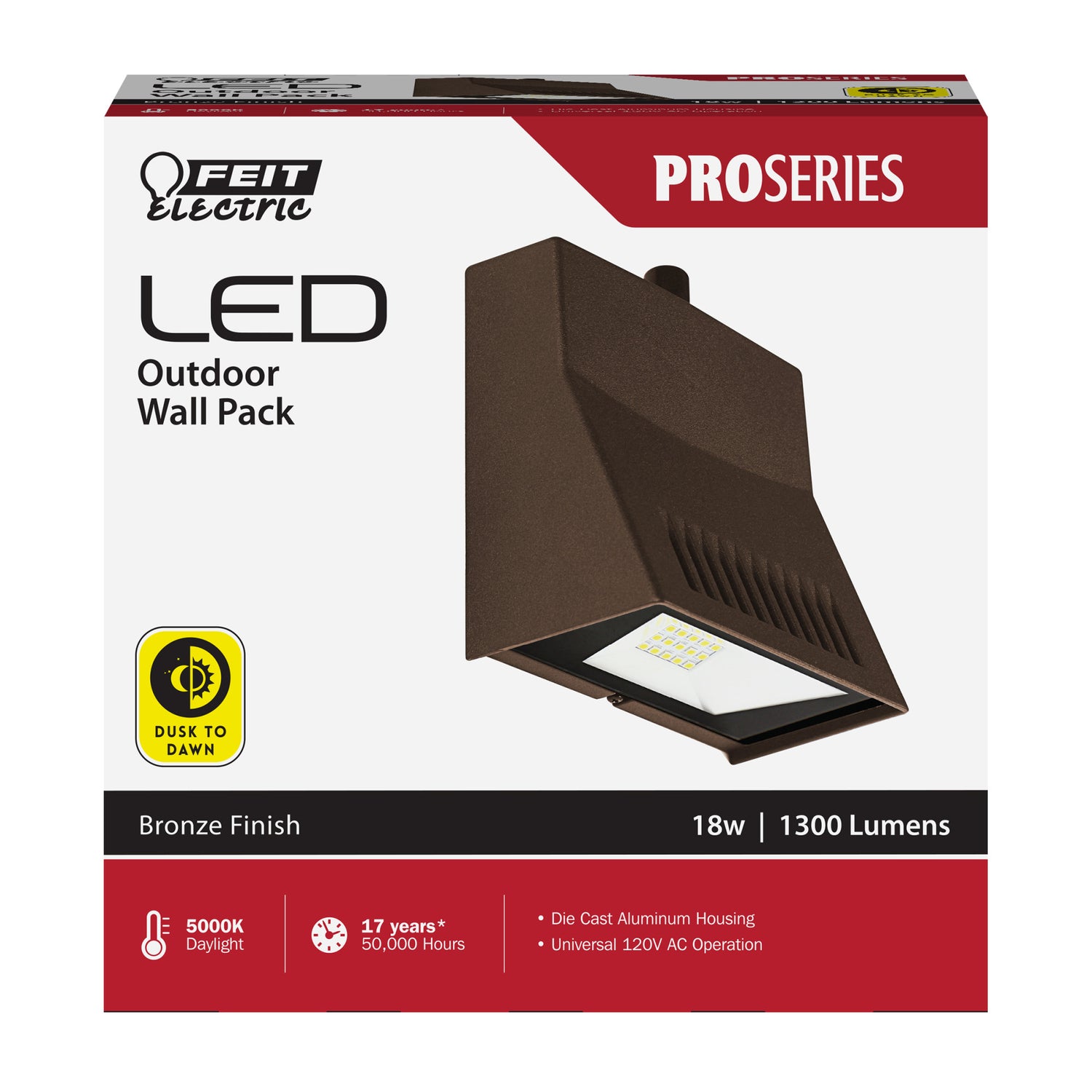 1300 Lumens 5000K Dusk to Dawn Wall Pack Security Light