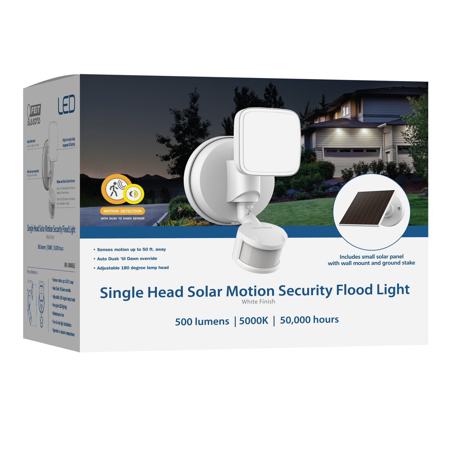 6 in. Daylight (5000K) White Solar Single Head Motion Security Floodlight