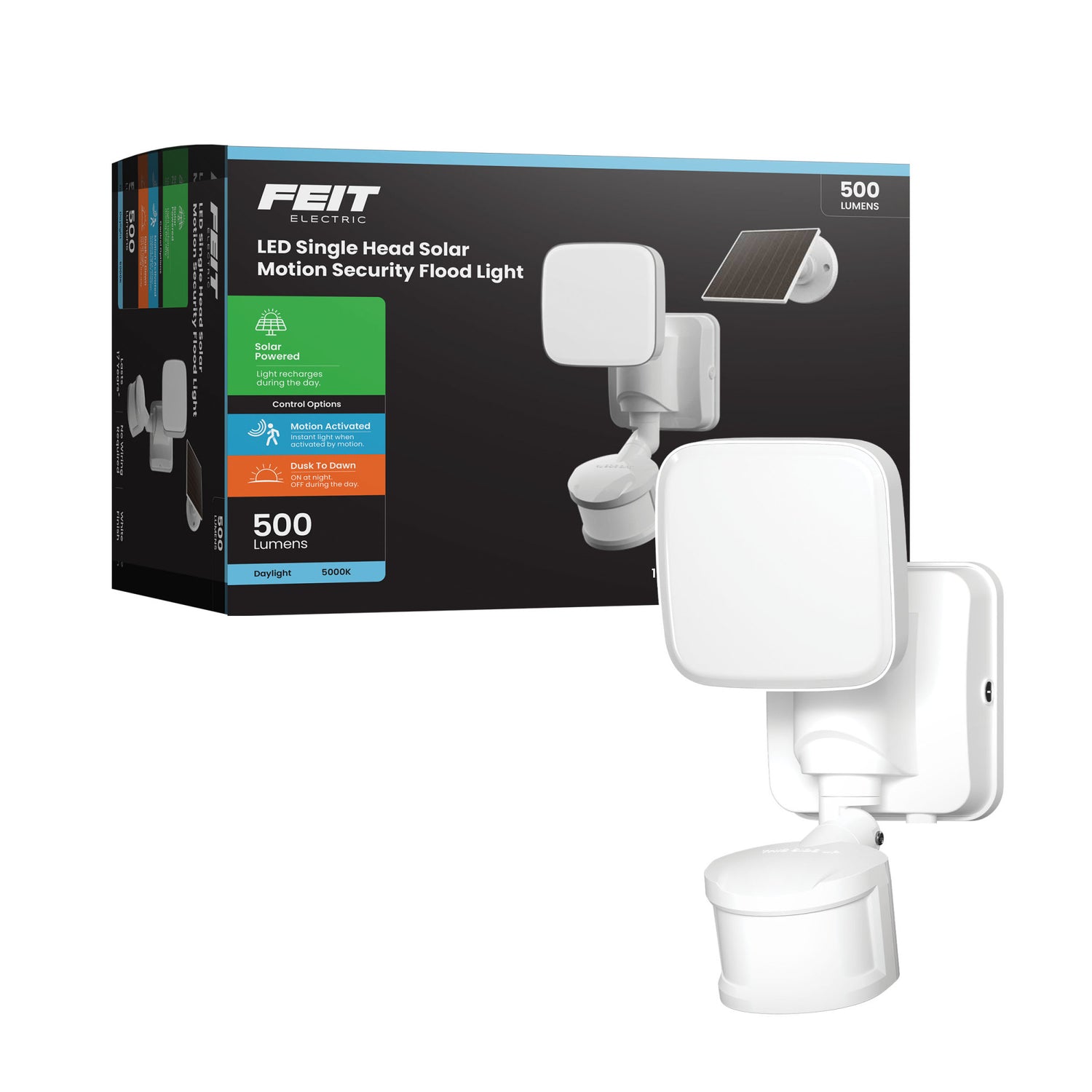 6 in. Daylight (5000K) White Solar Single Head Motion Security Floodlight