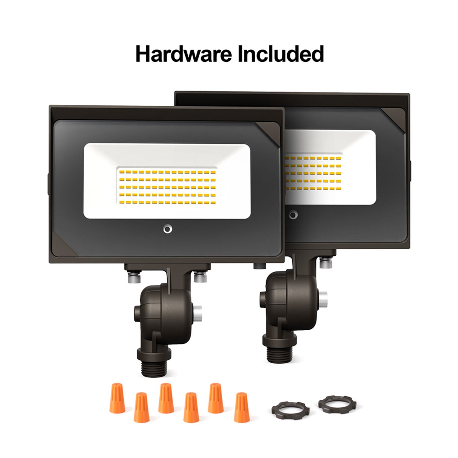 50W Cool White 4000K 5600 Lumens Bronze LED Flood Light (2-Pack)