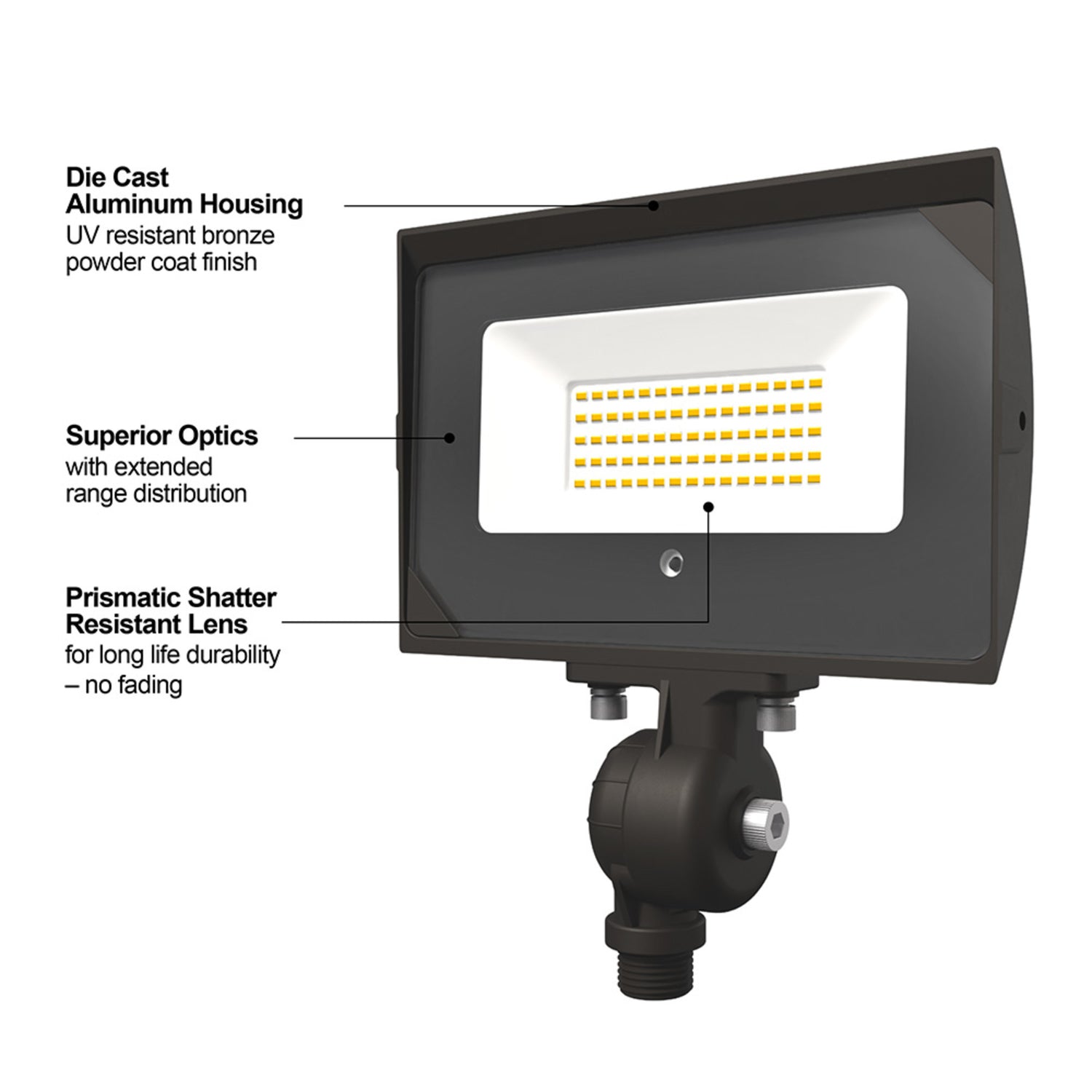 50W Cool White 4000K 5600 Lumens Bronze LED Flood Light (2-Pack)
