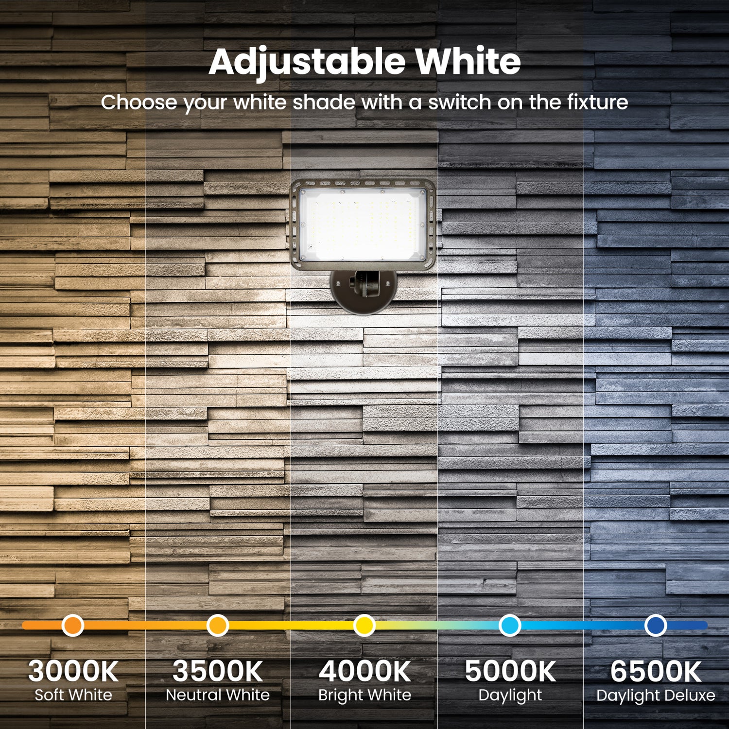 8000/6000/4000 Lumens Adjustable White Commercial Flood Light, Bronze