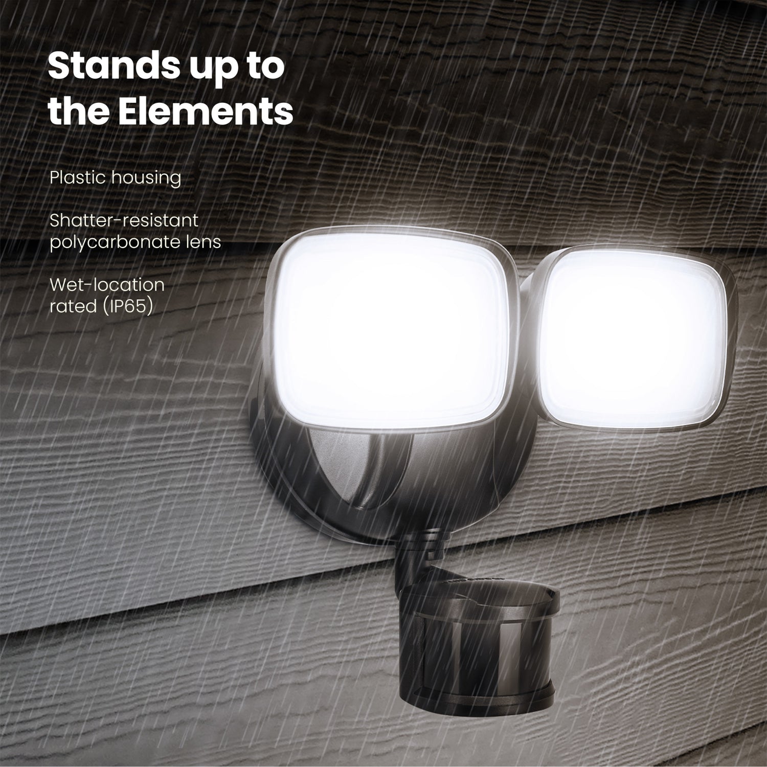 9.5 in. Daylight White (5000K) Bronze Dual Head LED Flood Solar Security Lights with Motion Sensor