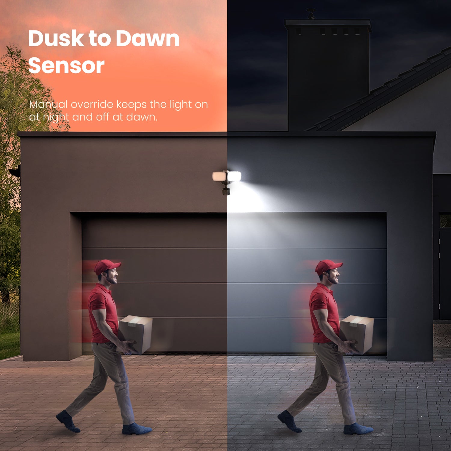 9.5 in. Daylight White (5000K) Bronze Dual Head LED Flood Solar Security Lights with Motion Sensor