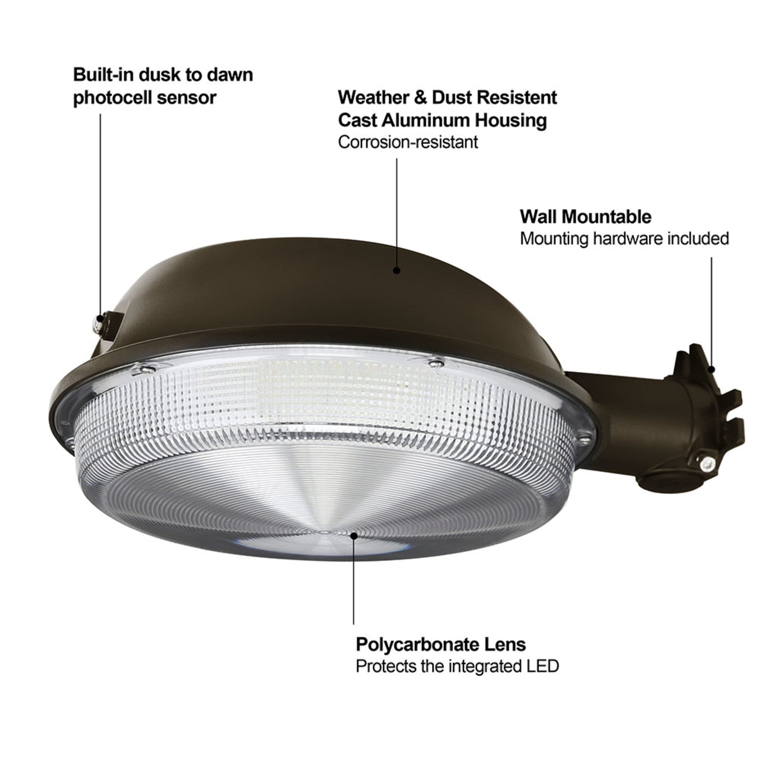 9.5 in. 80W Daylight (5000K) LED Dusk to Dawn Area Light, Bronze