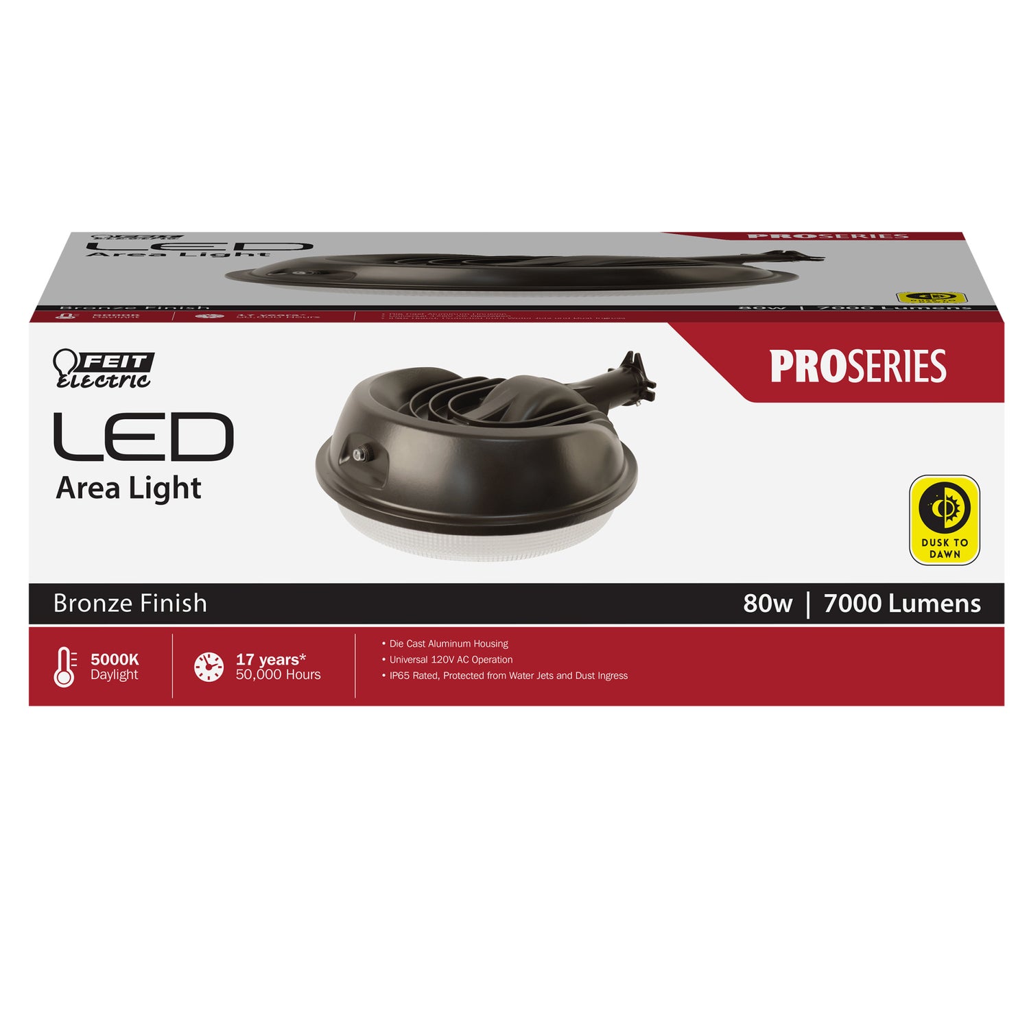 9.5 in. 80W Daylight (5000K) LED Dusk to Dawn Area Light, Bronze
