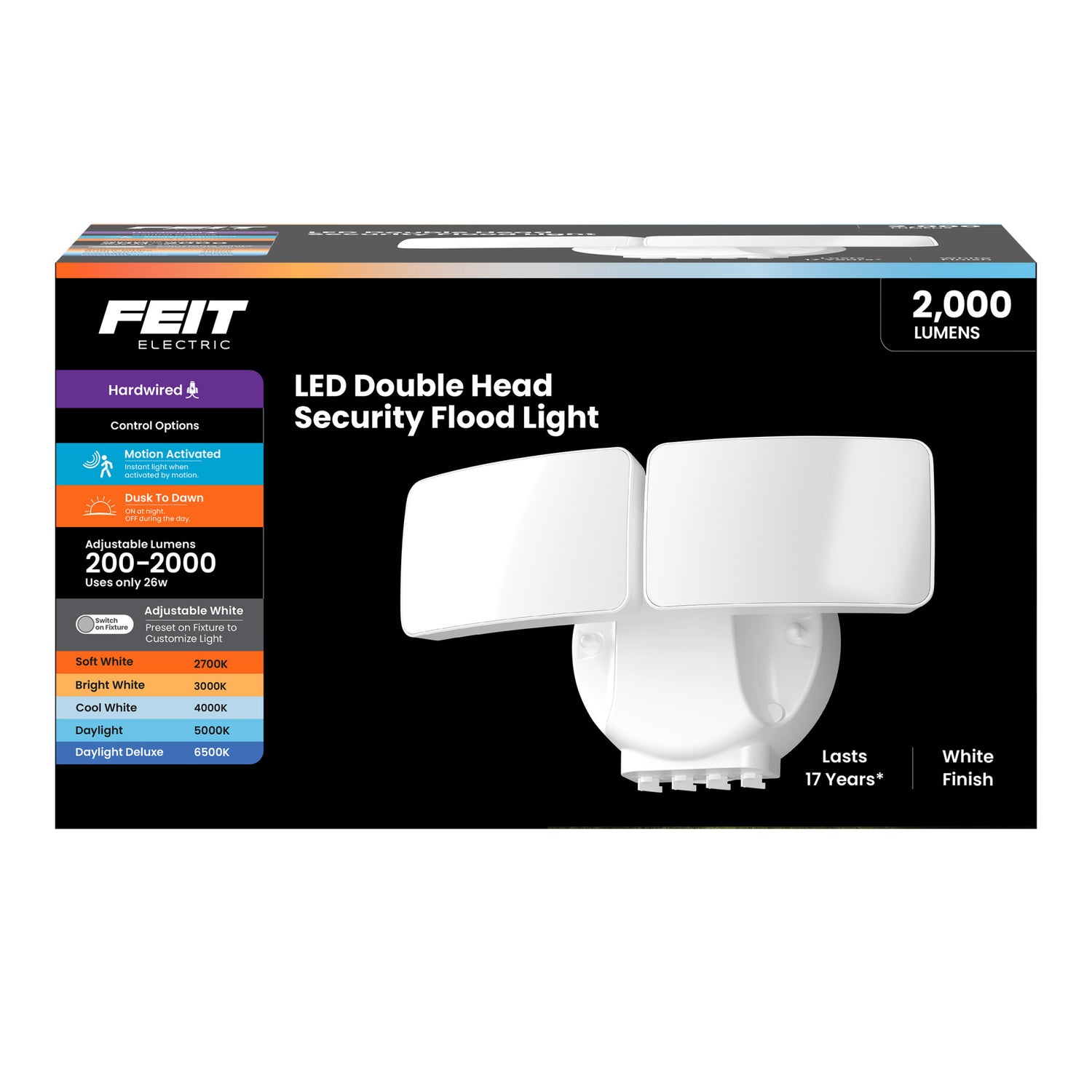 9 in. Dual Head Motion Security Flood Light, White