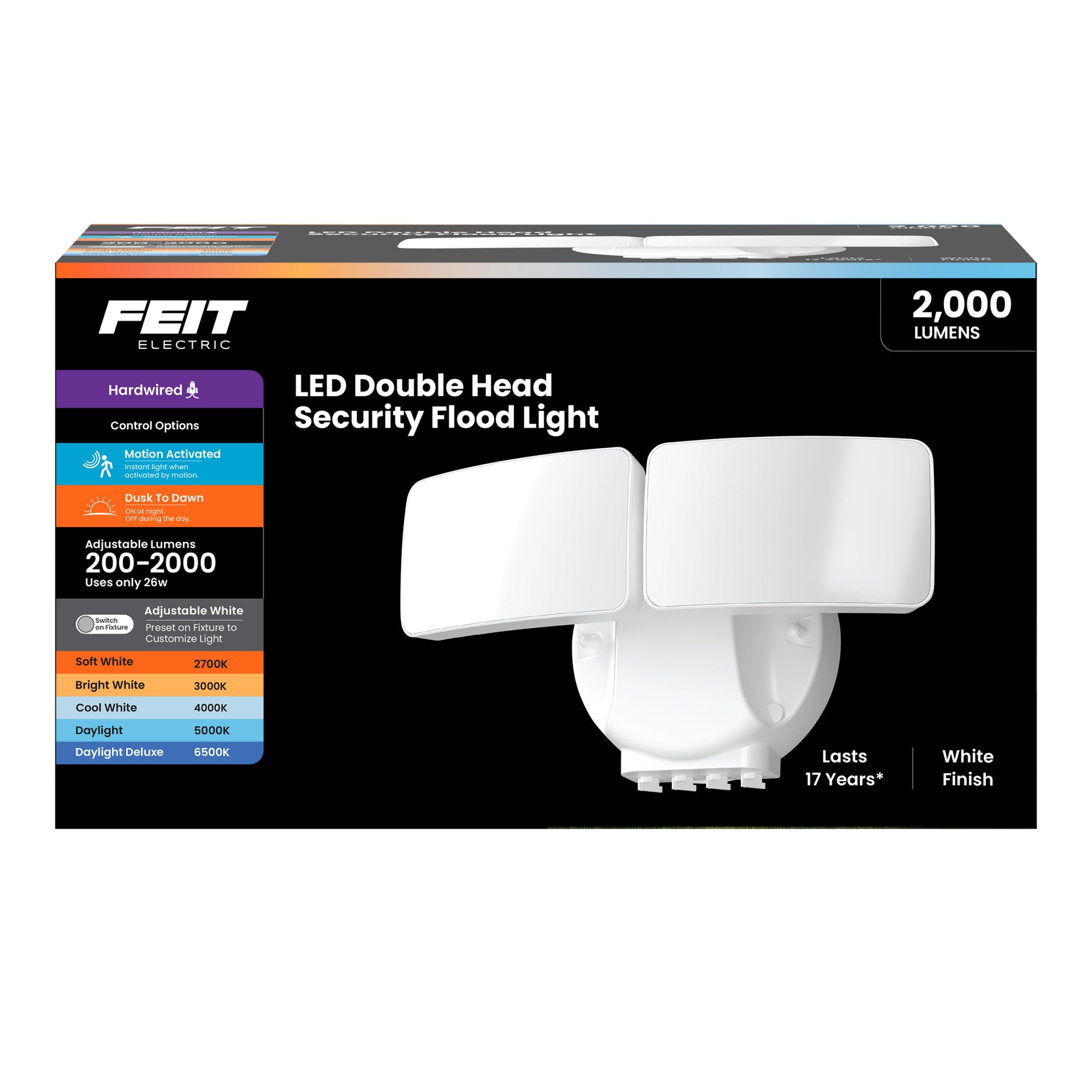 9 in. Dual Head Motion Security Flood Light, White