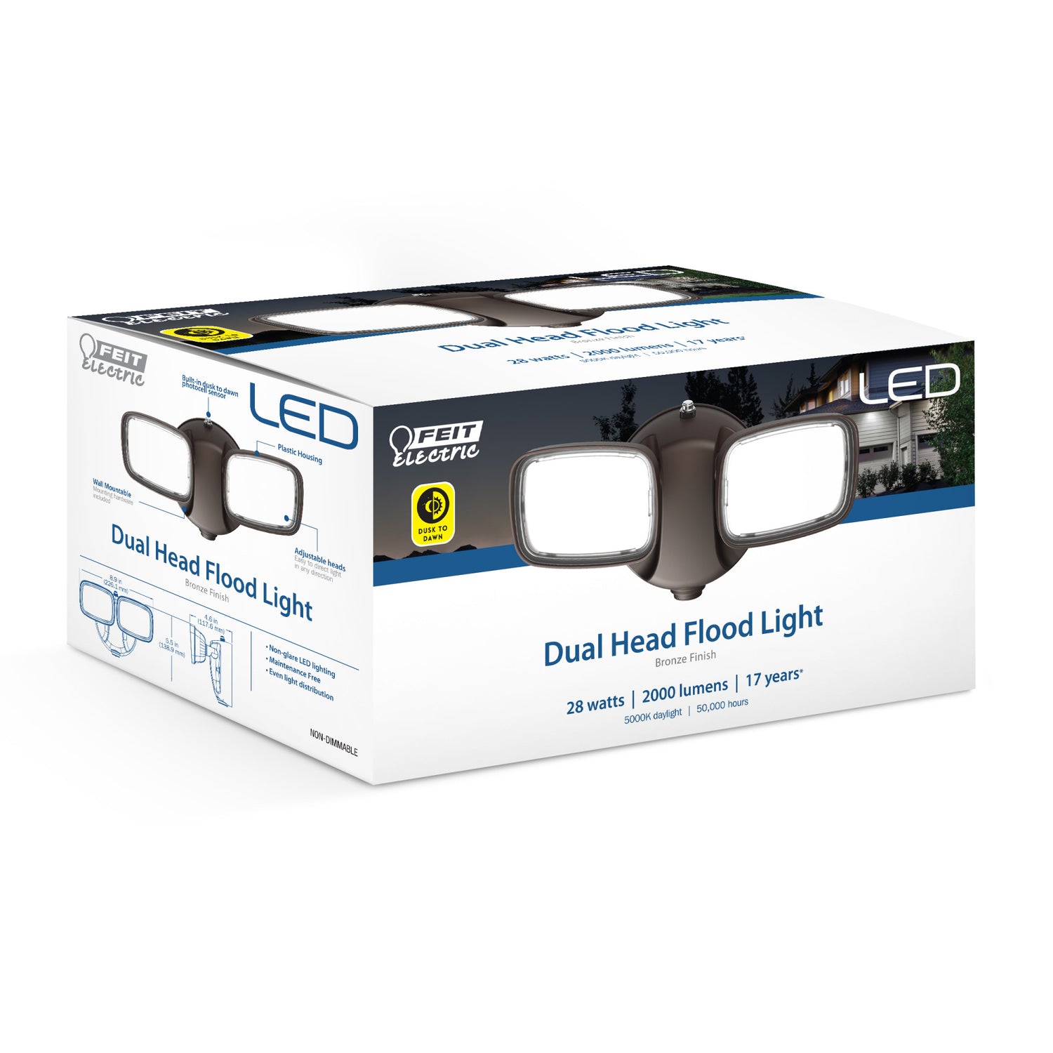 28W Bronze Outdoor Integrated LED Flood Light with Dusk to Dawn