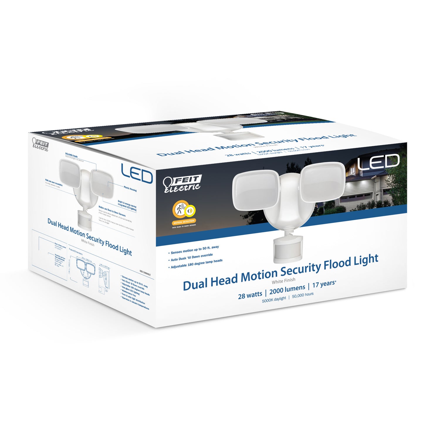 28W White Outdoor Motion Sensor LED Flood Light