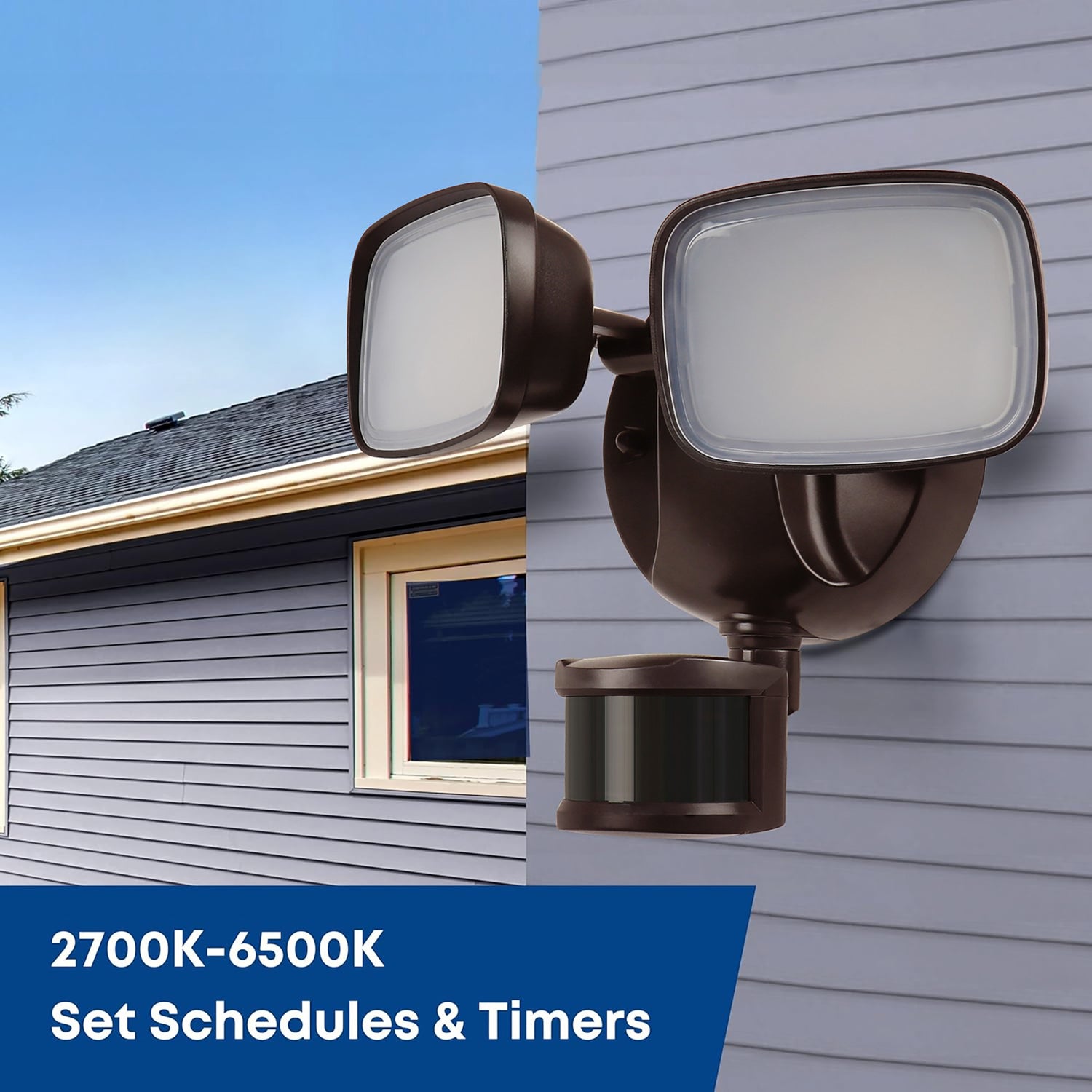 9 in. Tunable White Alexa Google Smart Bronze Flood Light