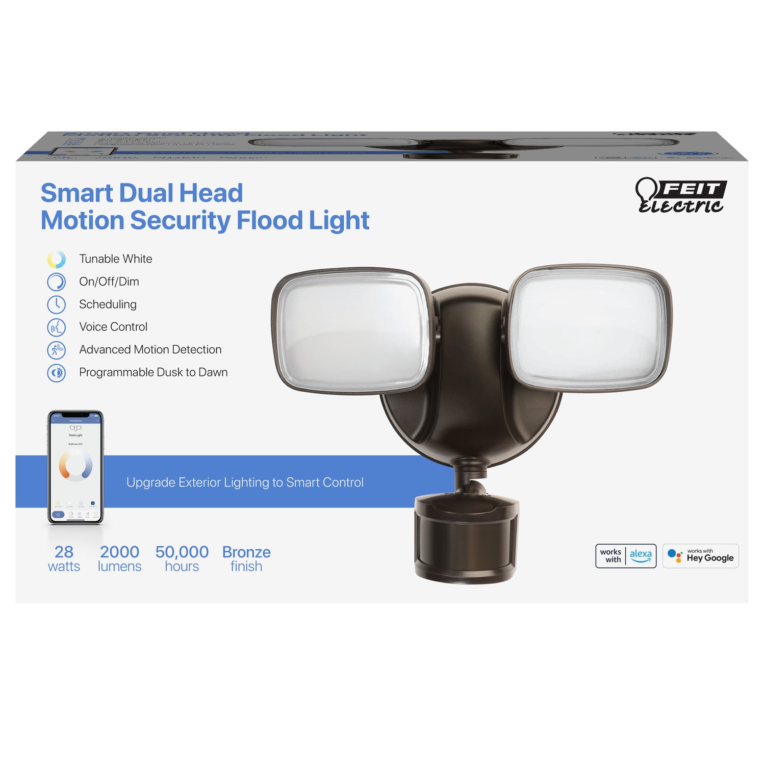 9 in. Tunable White Alexa Google Smart Bronze Flood Light