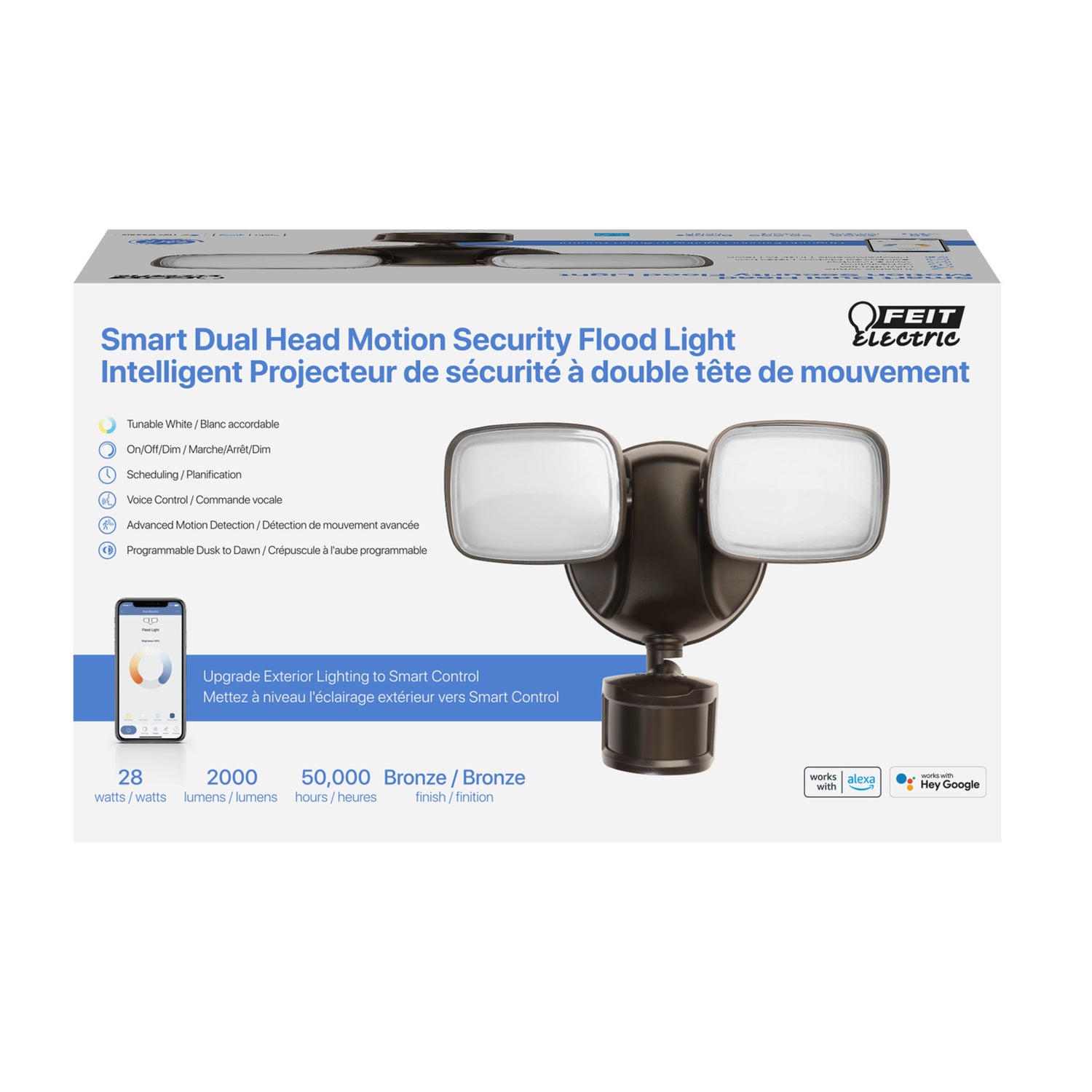 9 in. Tunable White Alexa Google Smart Bronze Flood Light