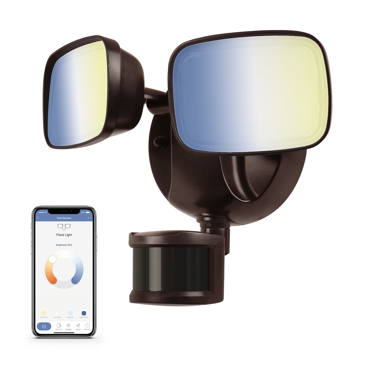 9 in. Tunable White Alexa Google Smart Bronze Flood Light