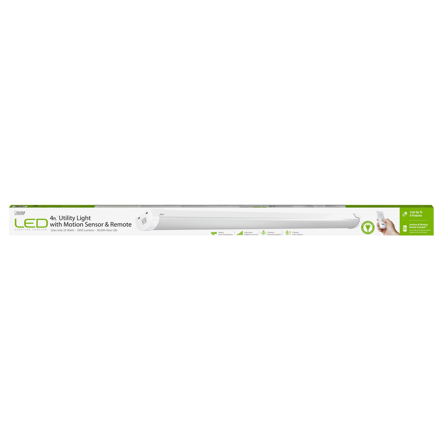 4Ft Utility Light 55W With Motion Sensor and Remote