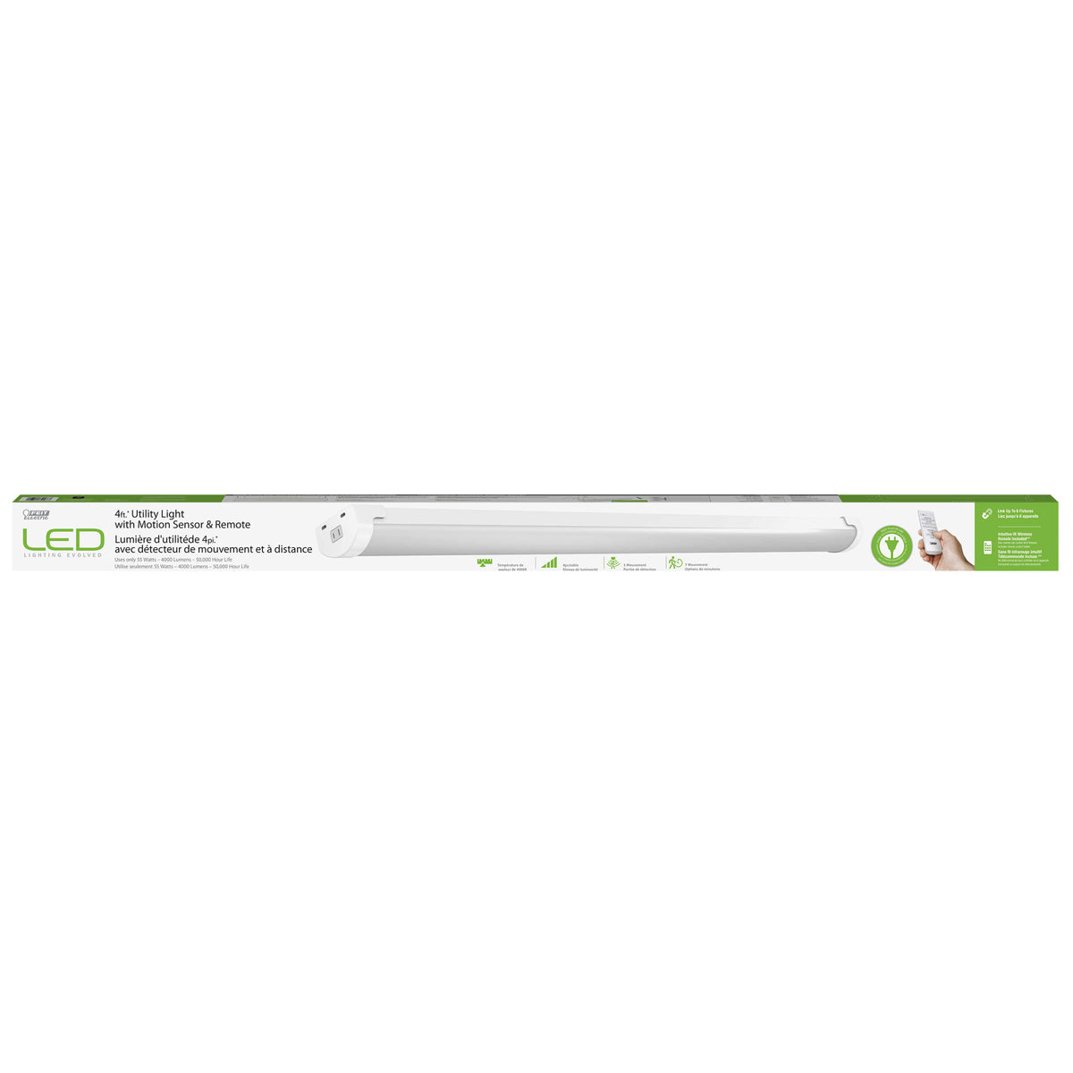 4Ft Utility Light 55W With Motion Sensor and Remote