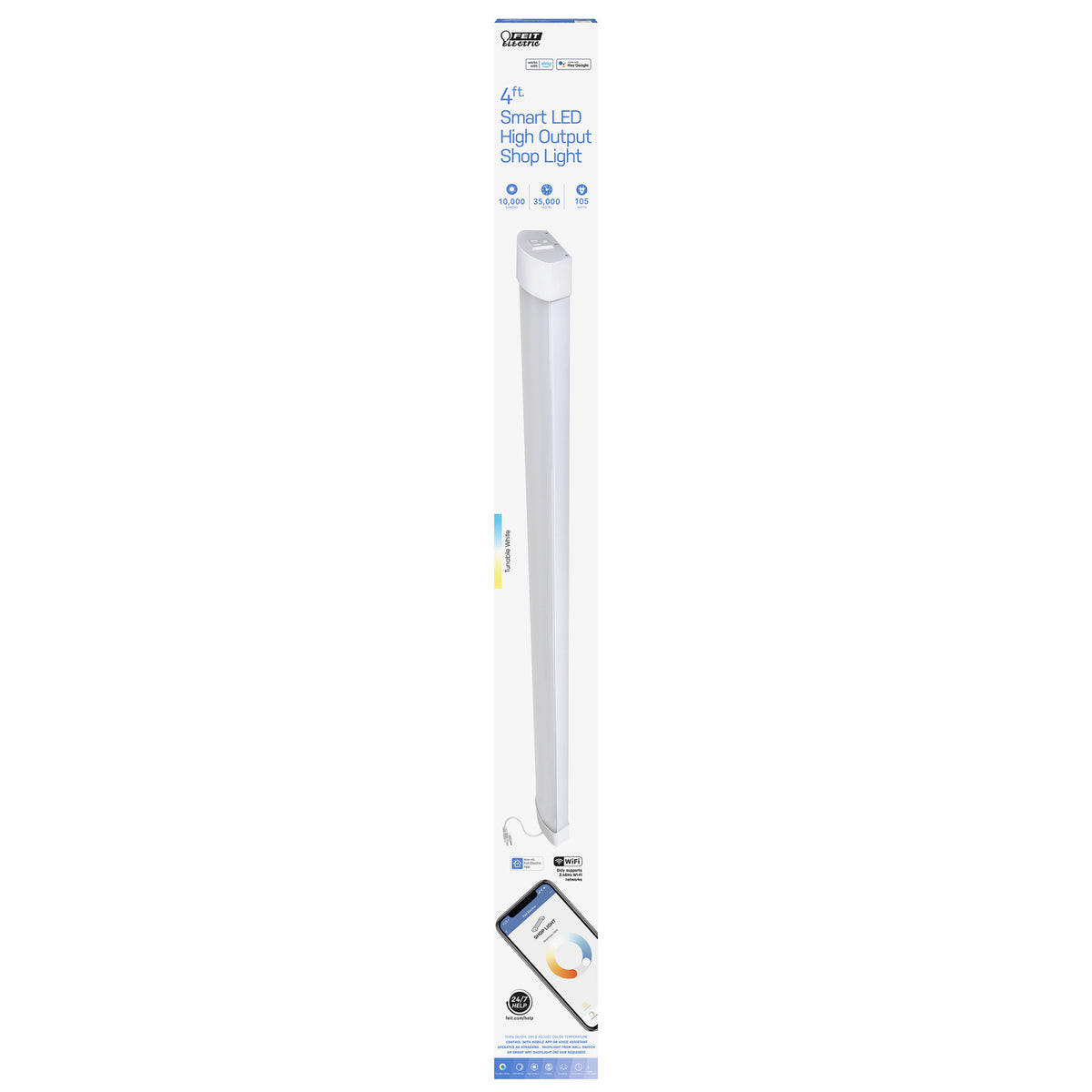 Bot Shop Smart Led 4 ft. 105W Tunable White High Output Smart Wi-Fi LED Shop Light