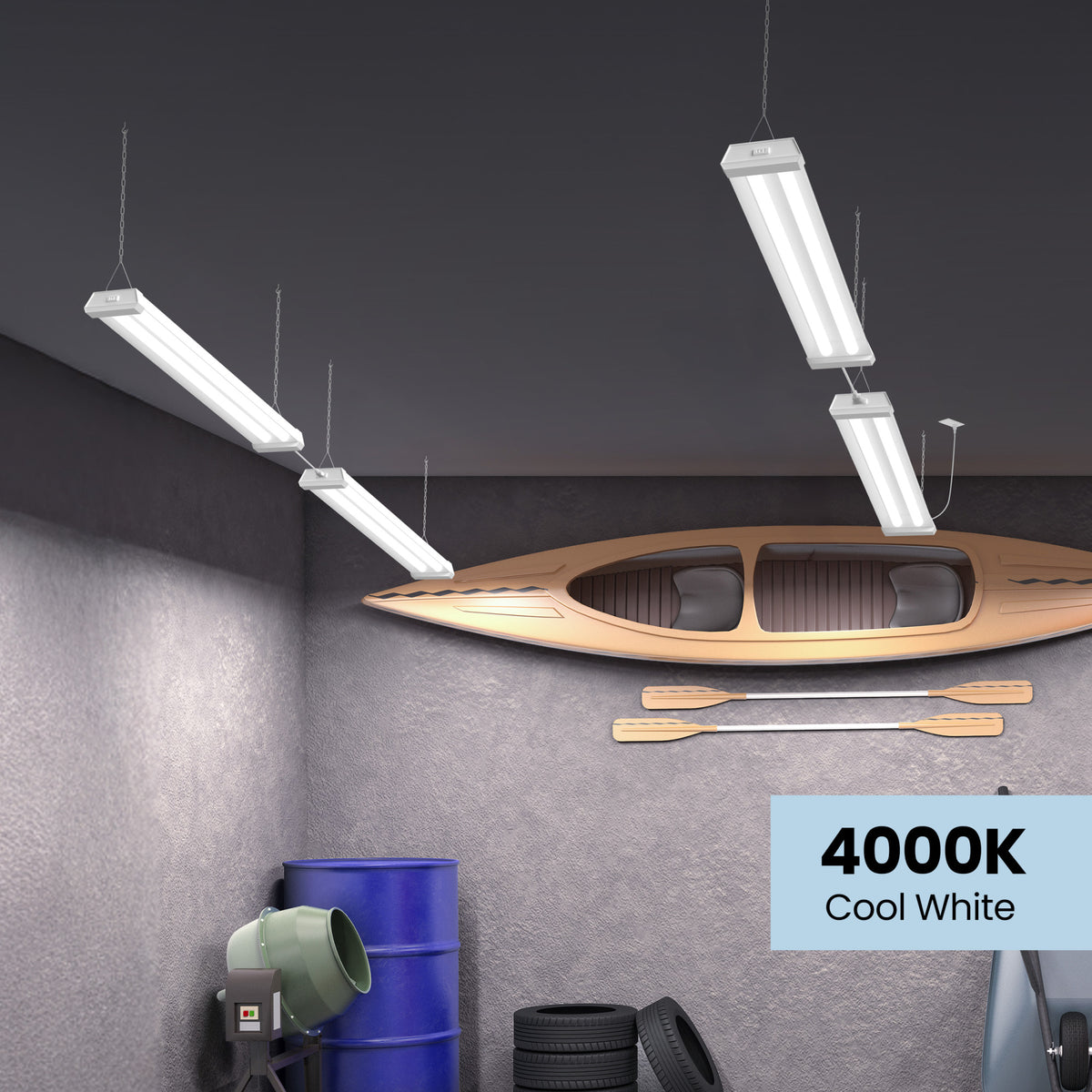 4 ft. 45W Cool White (4000K) Pull Chain Dual Lamp LED Shop Light