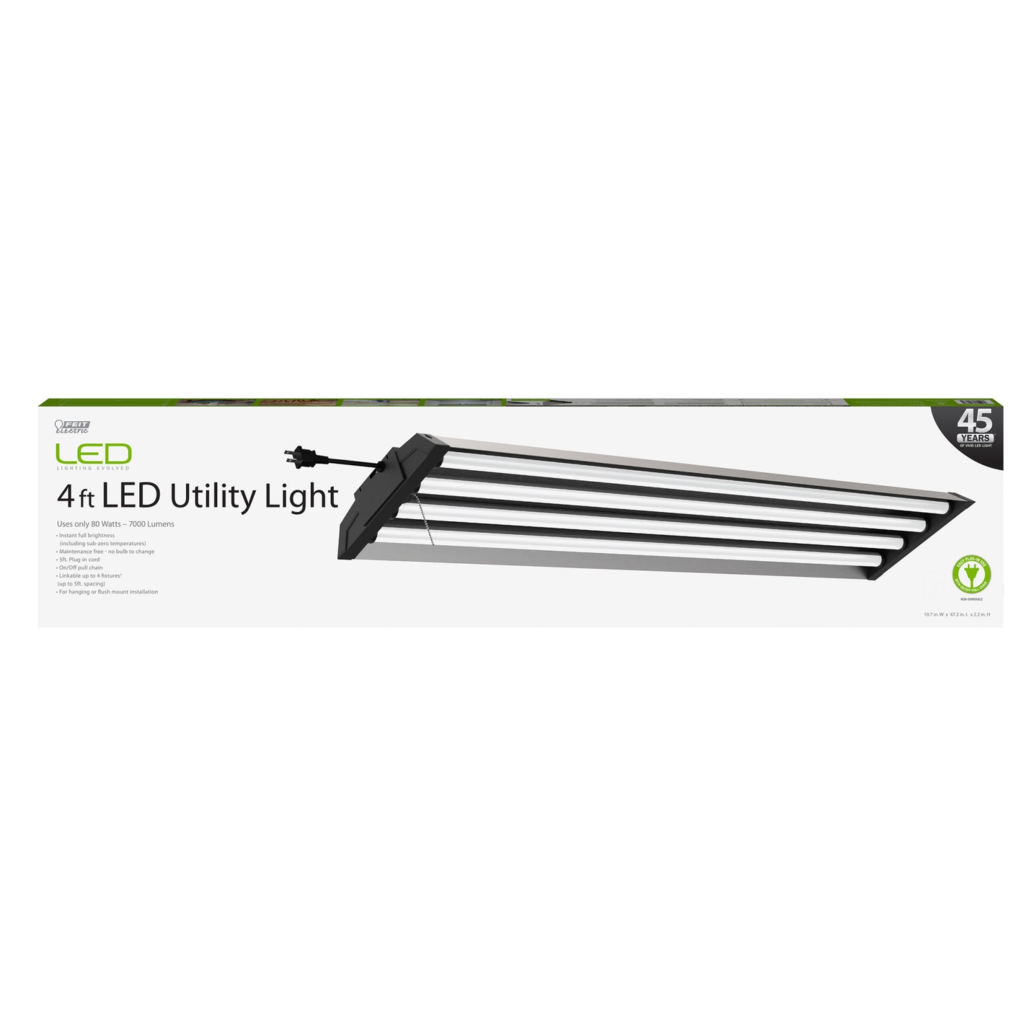 4 ft. 80W Cool White (4000K) Integrated LED Utility Light with Pull Chain