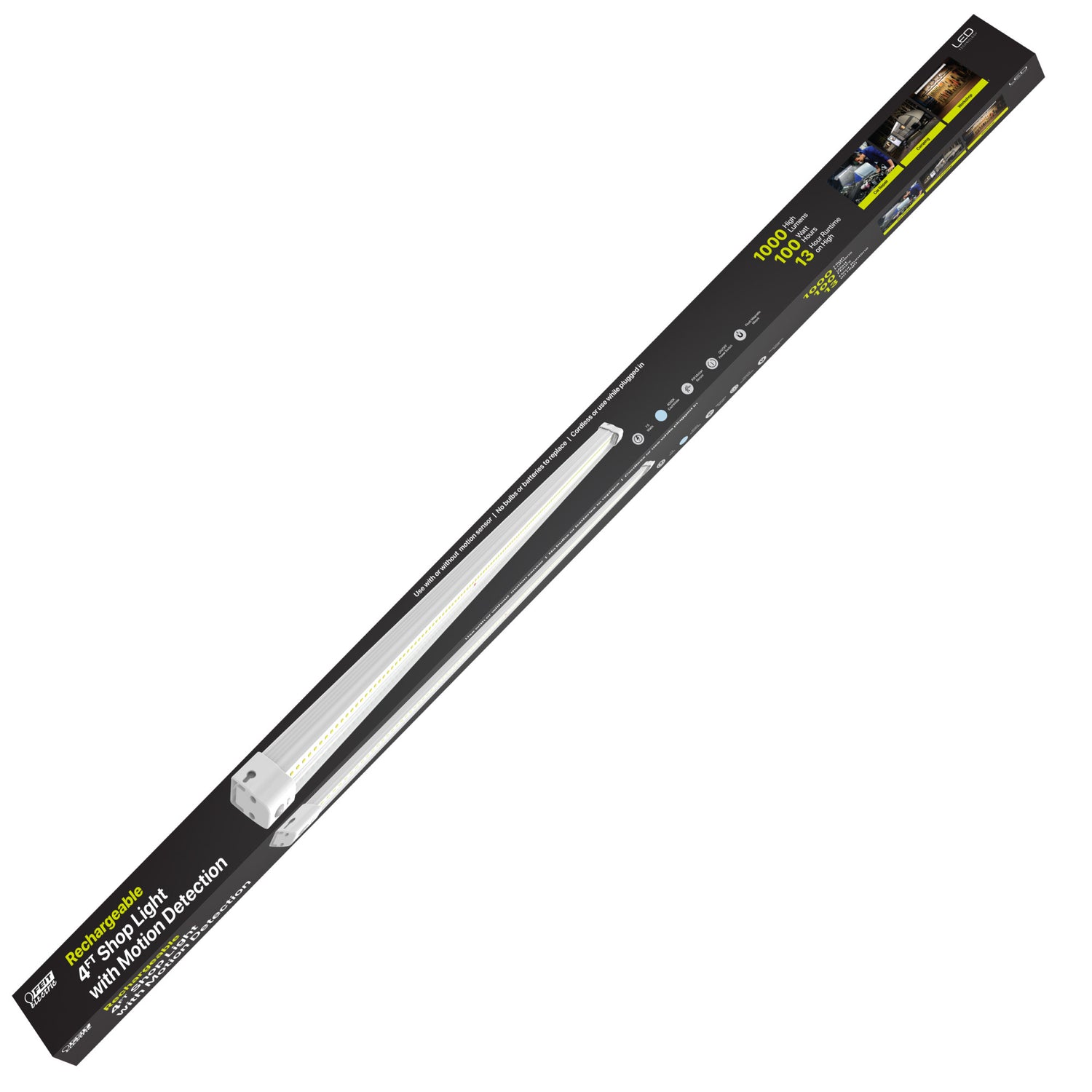 4 ft. 100W Rechargeable Battery Motion Sensing Shop Light