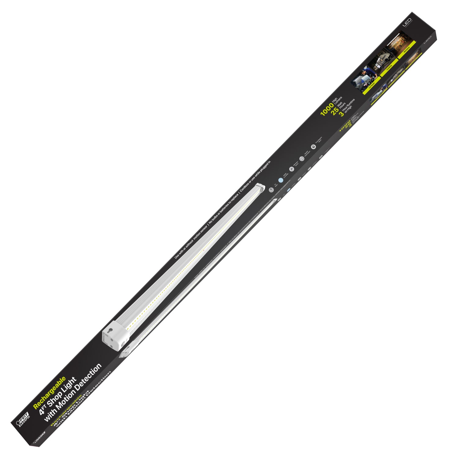 4 ft. 25W Rechargeable Battery Motion Sensing Shop Light