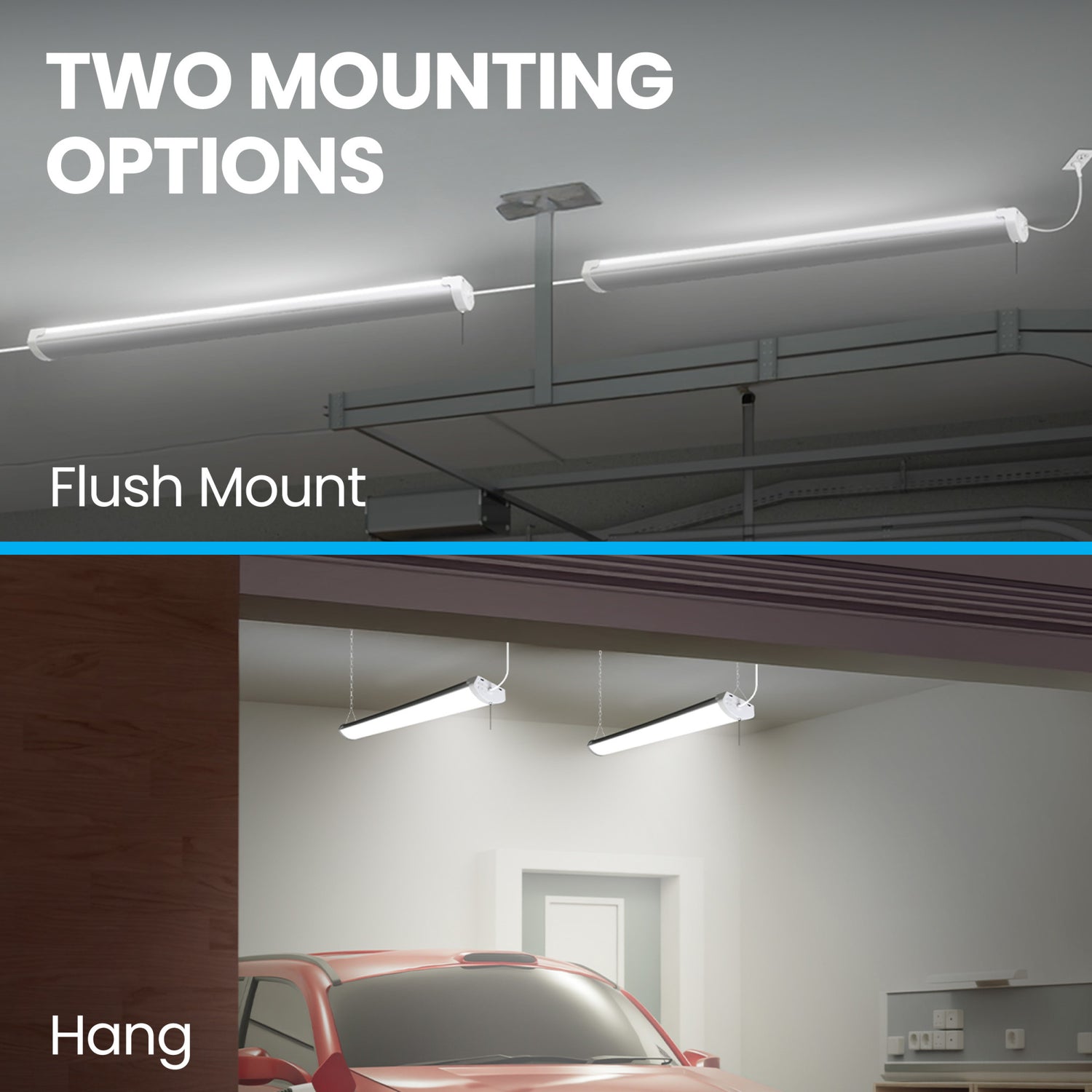 46 in. LED Cool White Motion Activated Multi-Directional Shop Light (2-Pack)