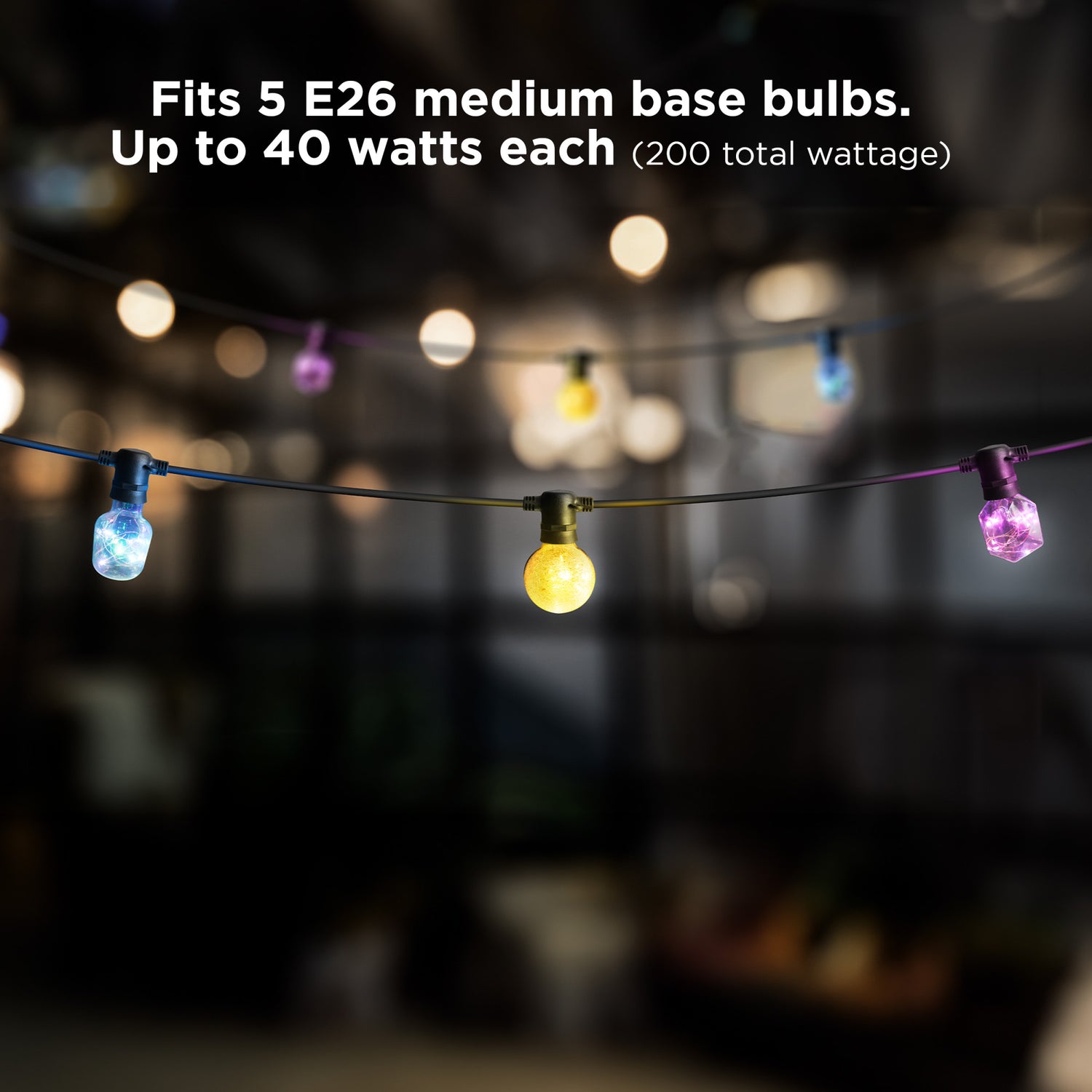 5 Socket 10-foot String Light Strand Without Bulbs