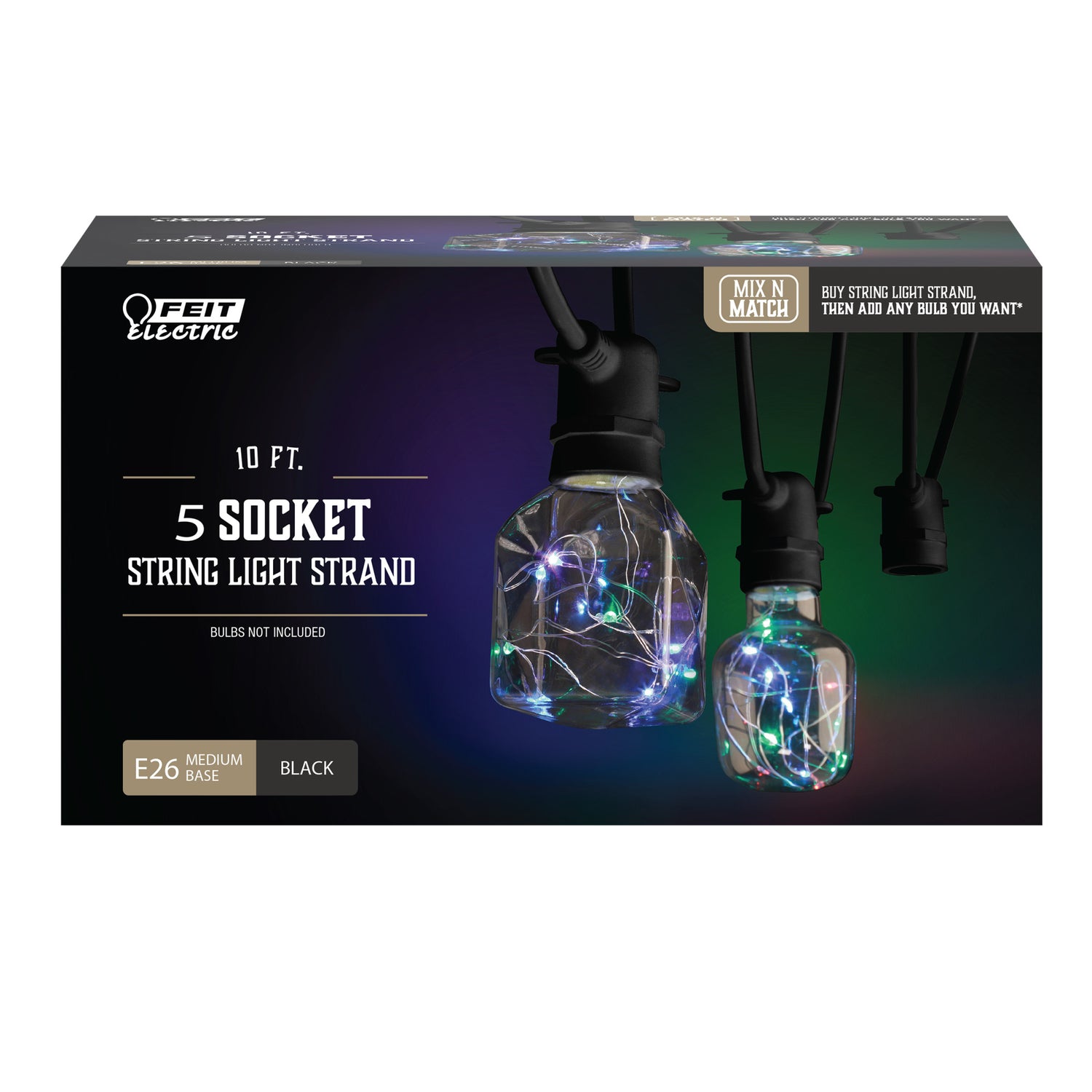 5 Socket 10-foot String Light Strand Without Bulbs