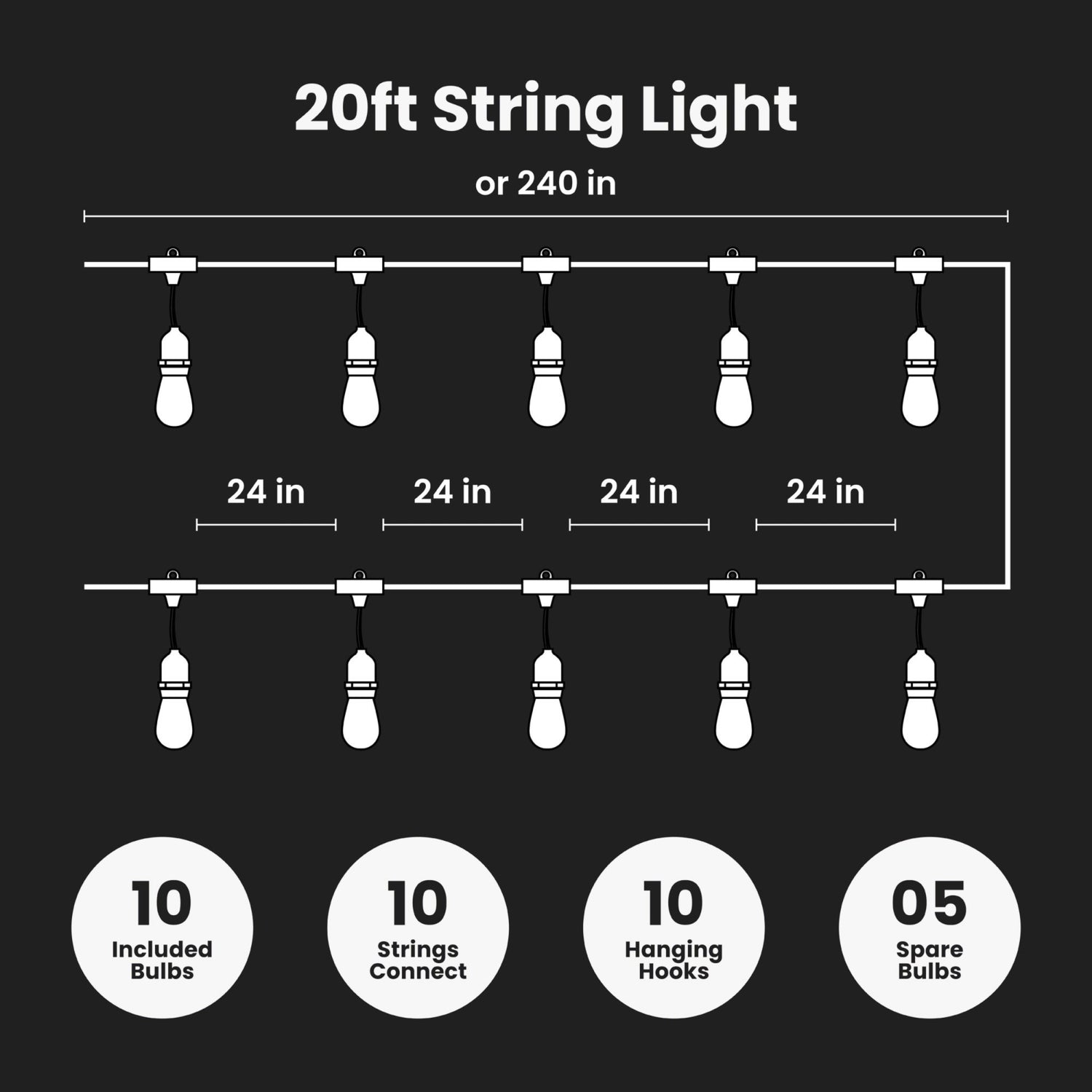 20 ft. Incandescent String Light Set
