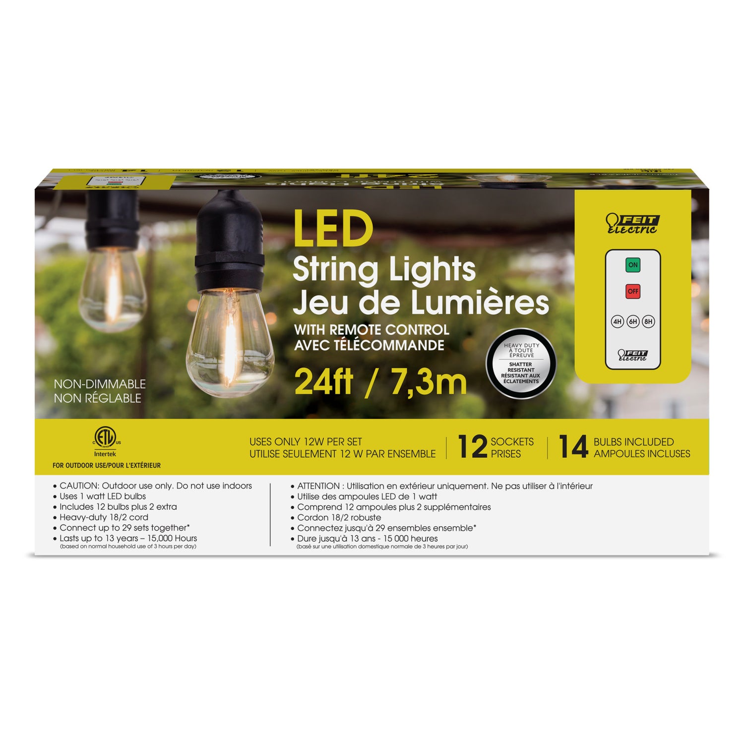 24 ft. 12W Soft White (2200K) LED S14 String Lights